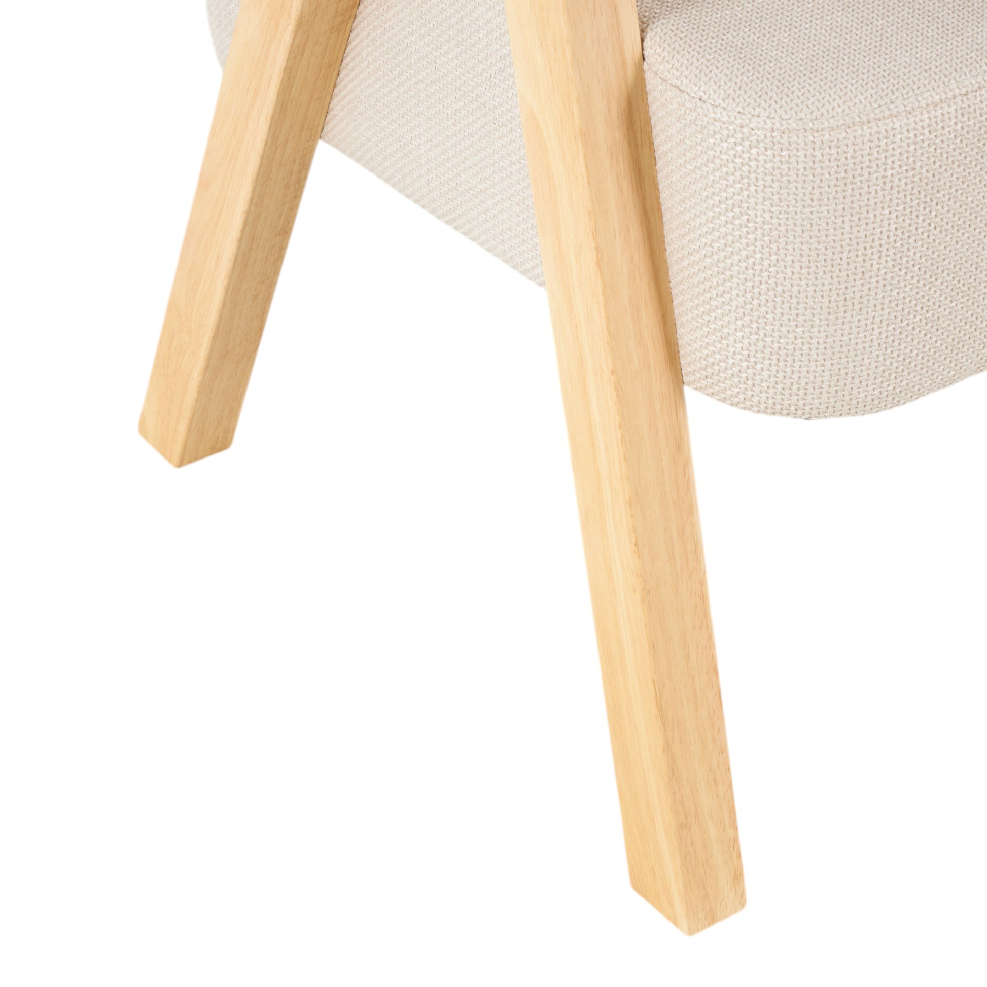 Beige Polyester Arched Boucle Living Room Accent Chair with Brown Angled Wooden Legs