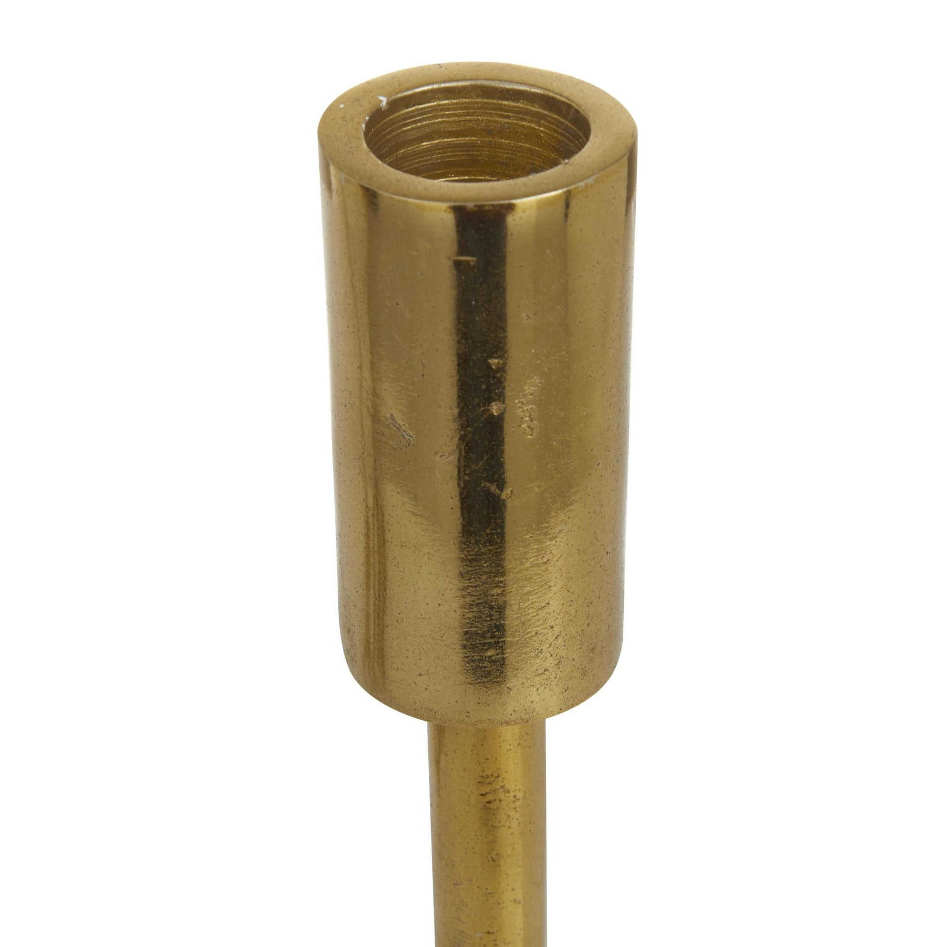 Set of 3 Gold Aluminum Metal Tapered Decorative Candle Holder with Ring Bases