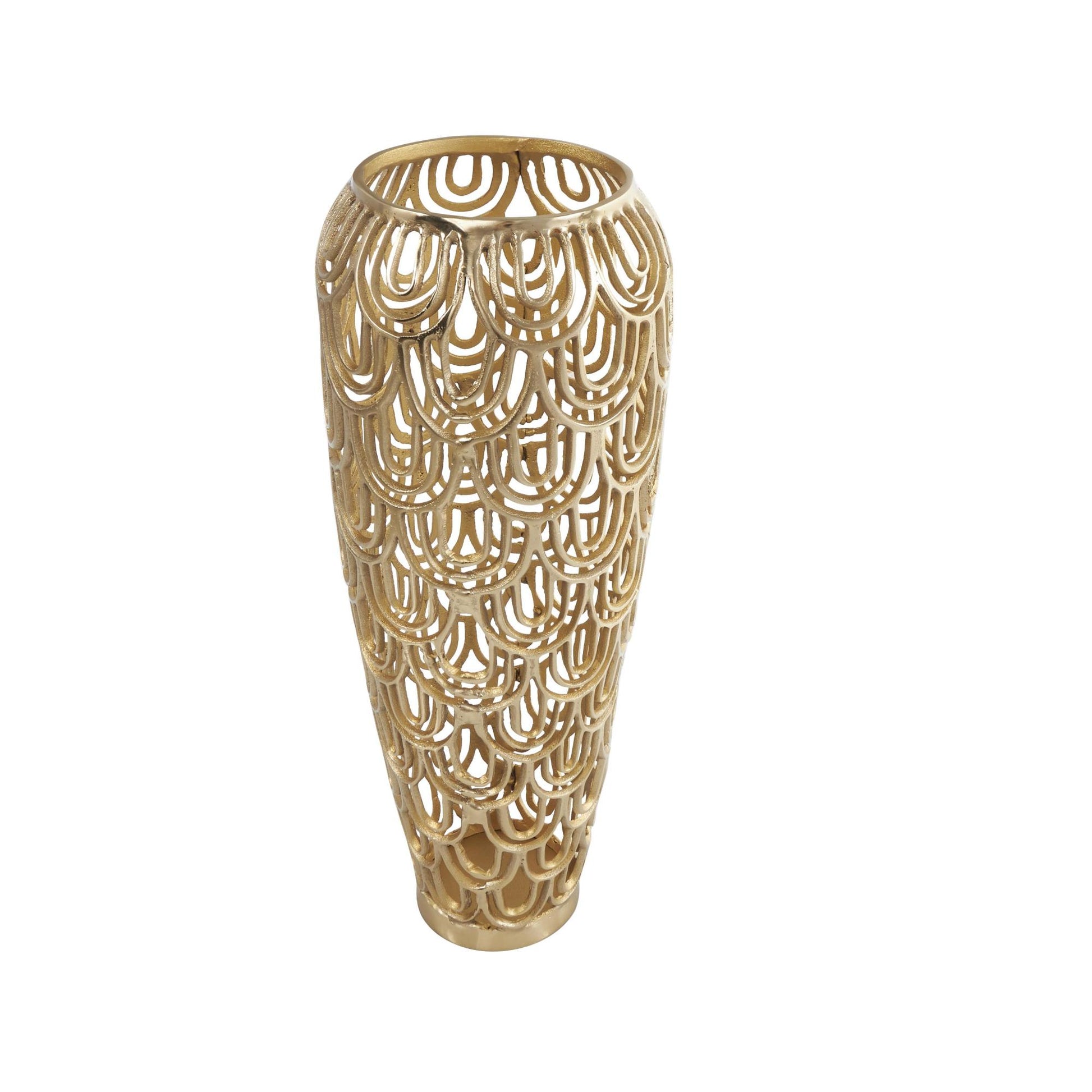 Geometric Aluminum Metal Art Deco Inspired Arched Decorative Vase