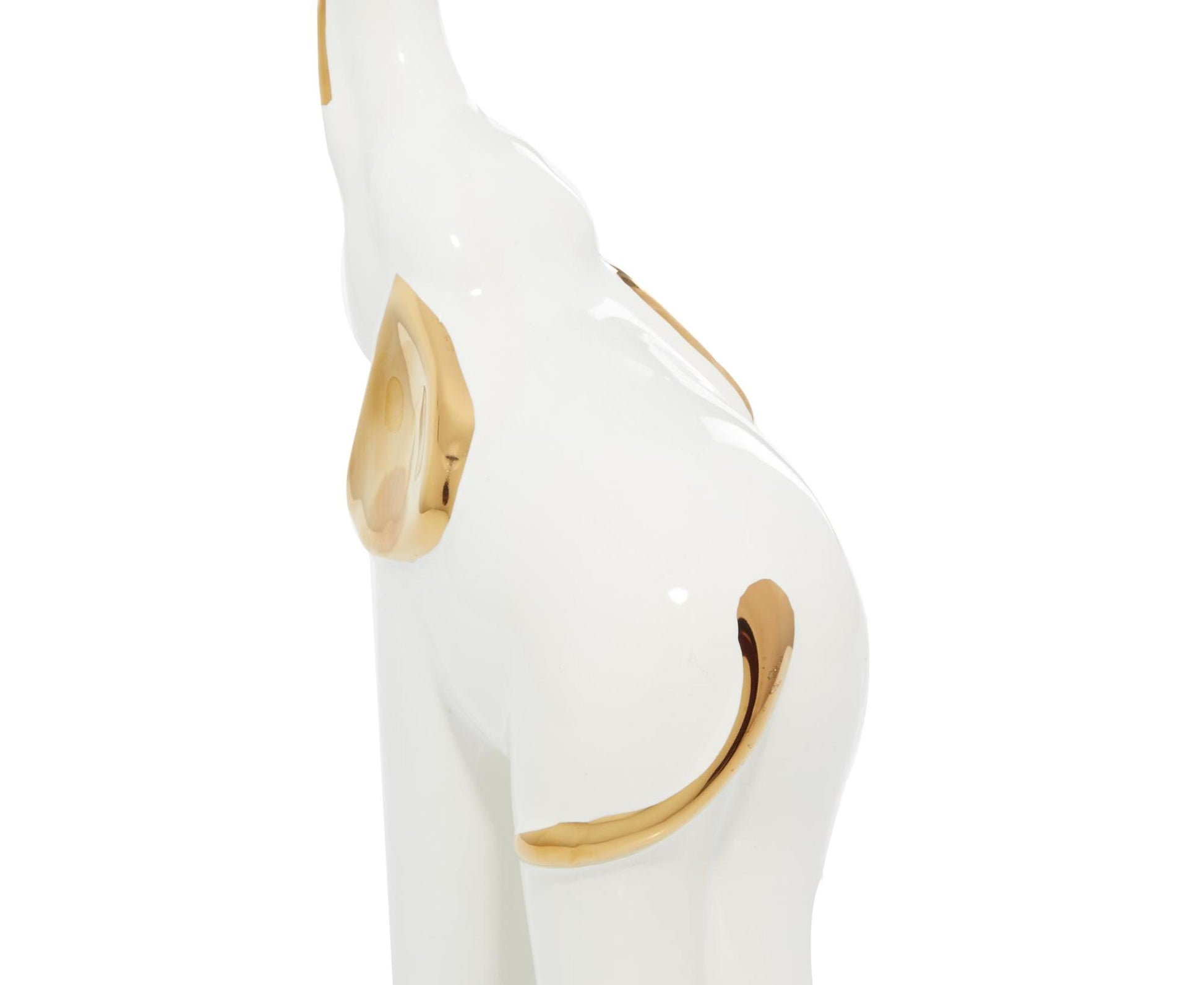 Set of 2 Elephant Gold Porcelain Ceramic Decorative Sculpture