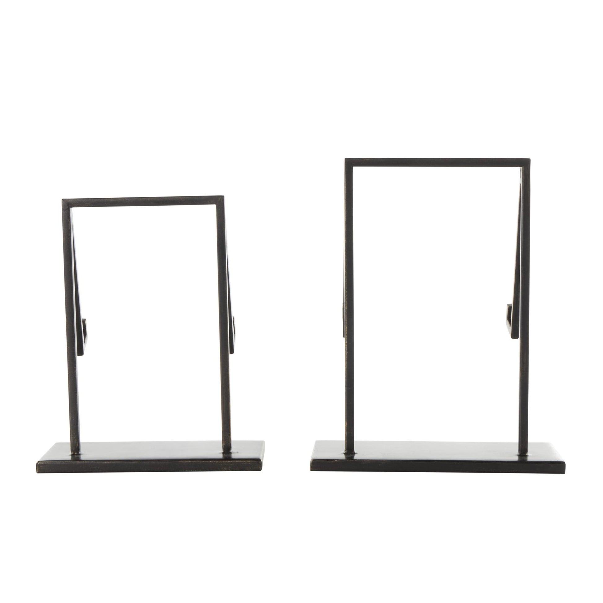 Set of 2 Black Metal Modern Tabletop Abstract Display Easel with Gold Accents