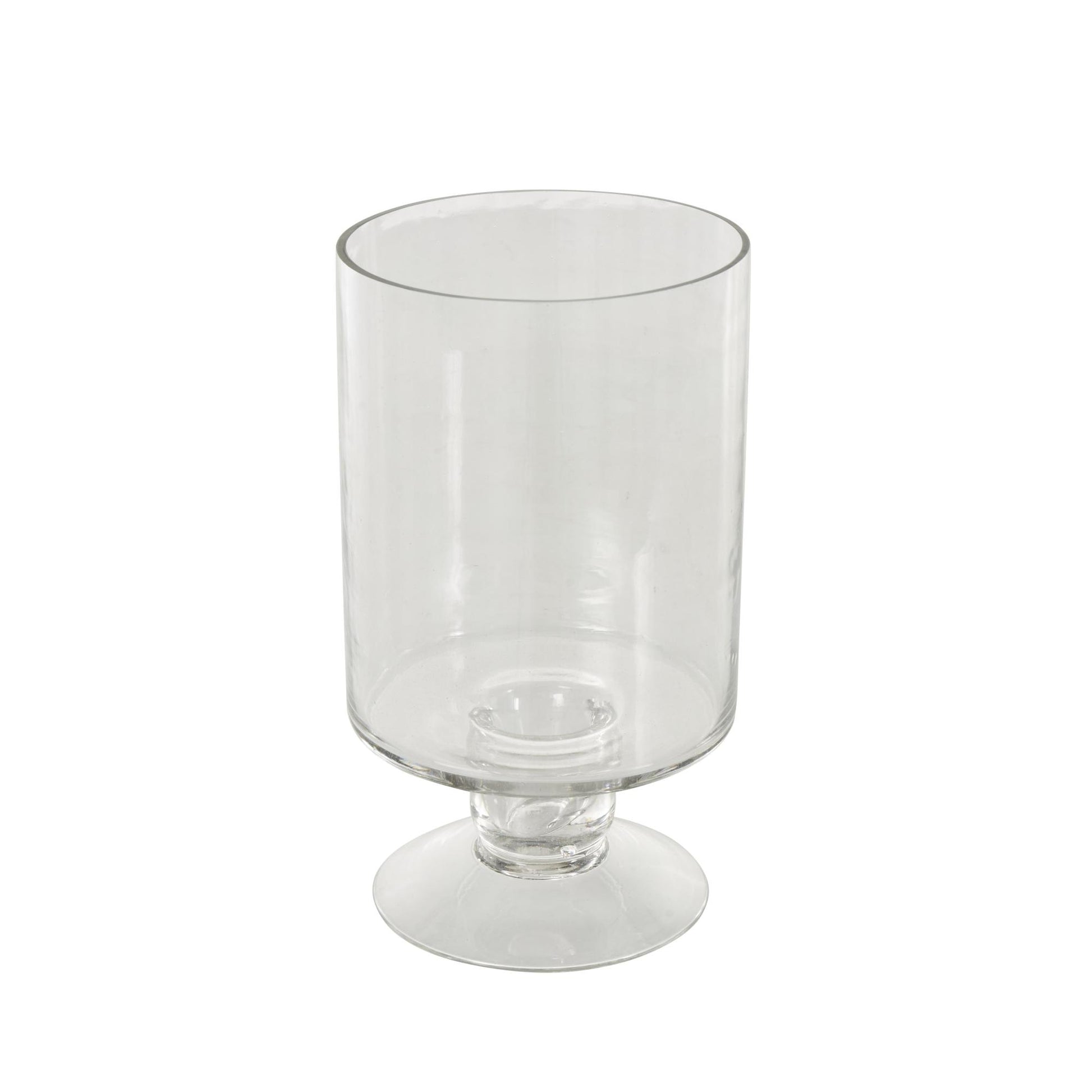 Clear Glass Wide Decorative Candle Holder with Elevated Base