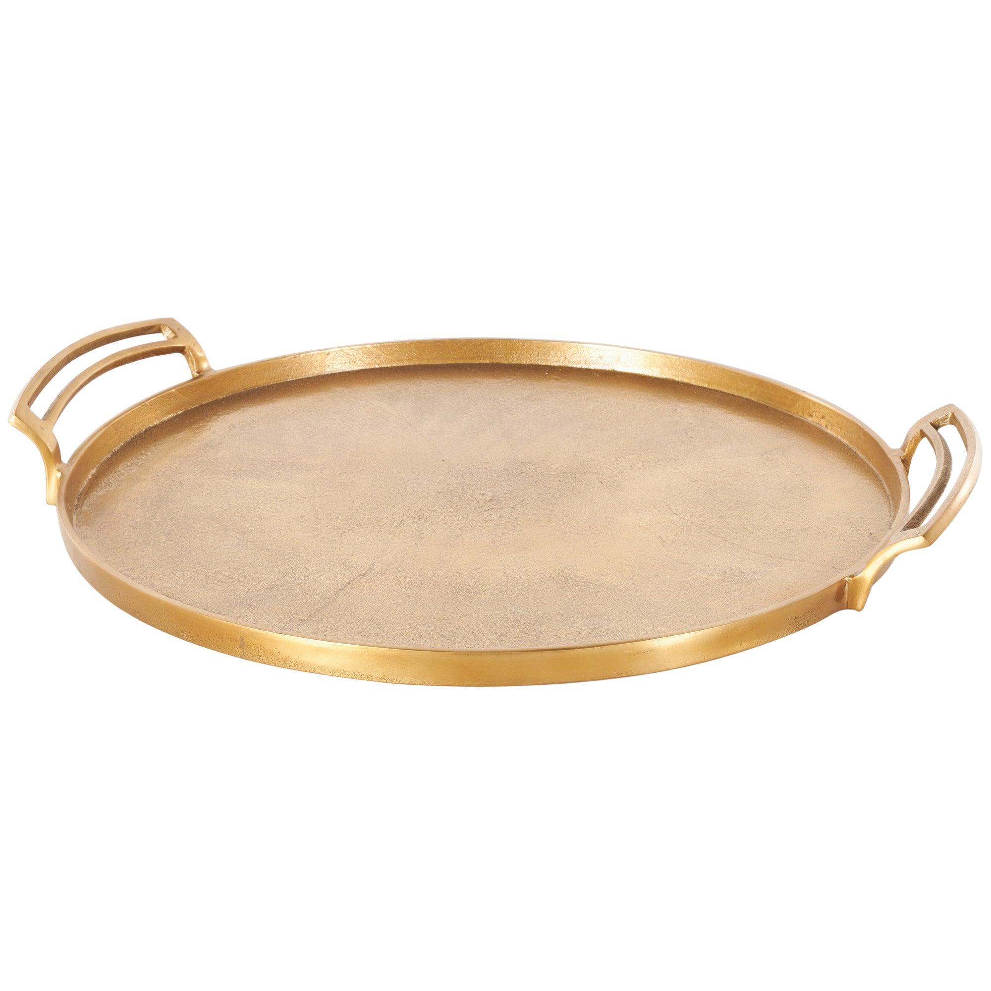 Aluminum Metal Round Living Room Decor Tray with Handles