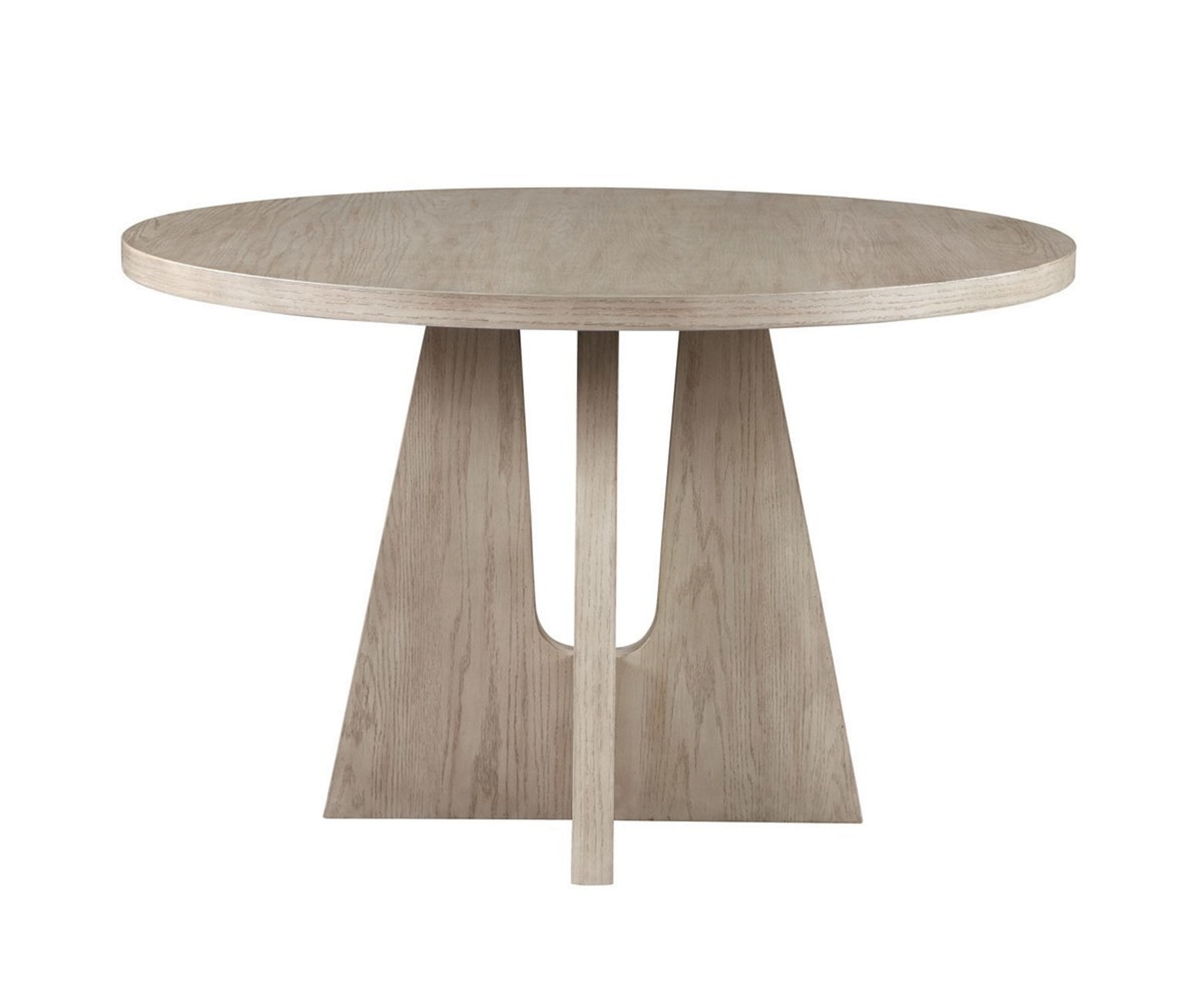 Beige Wood Washed Round Kitchen Dining Table with Pyramid Base