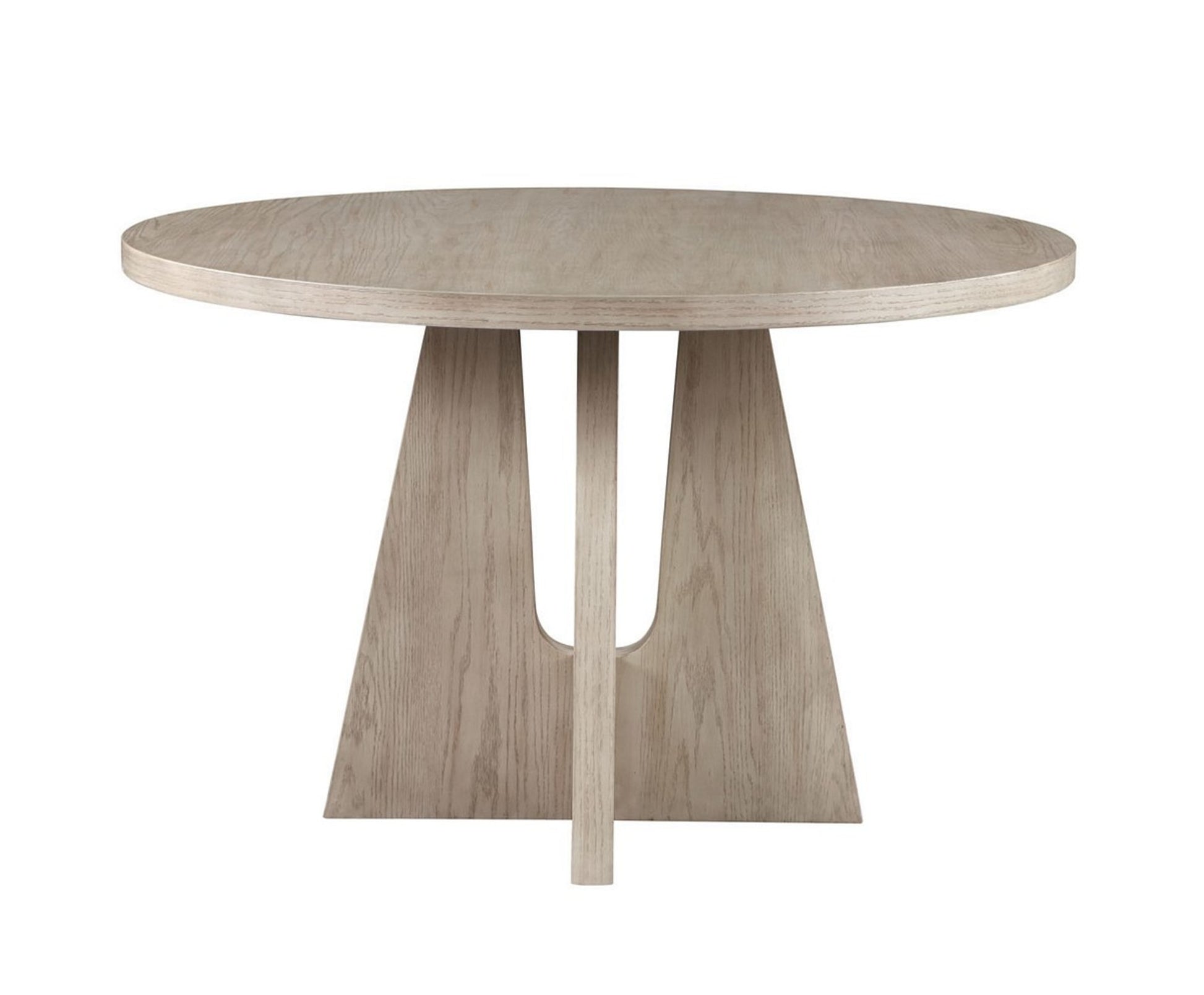 Beige Wood Washed Round Kitchen Dining Table with Pyramid Base
