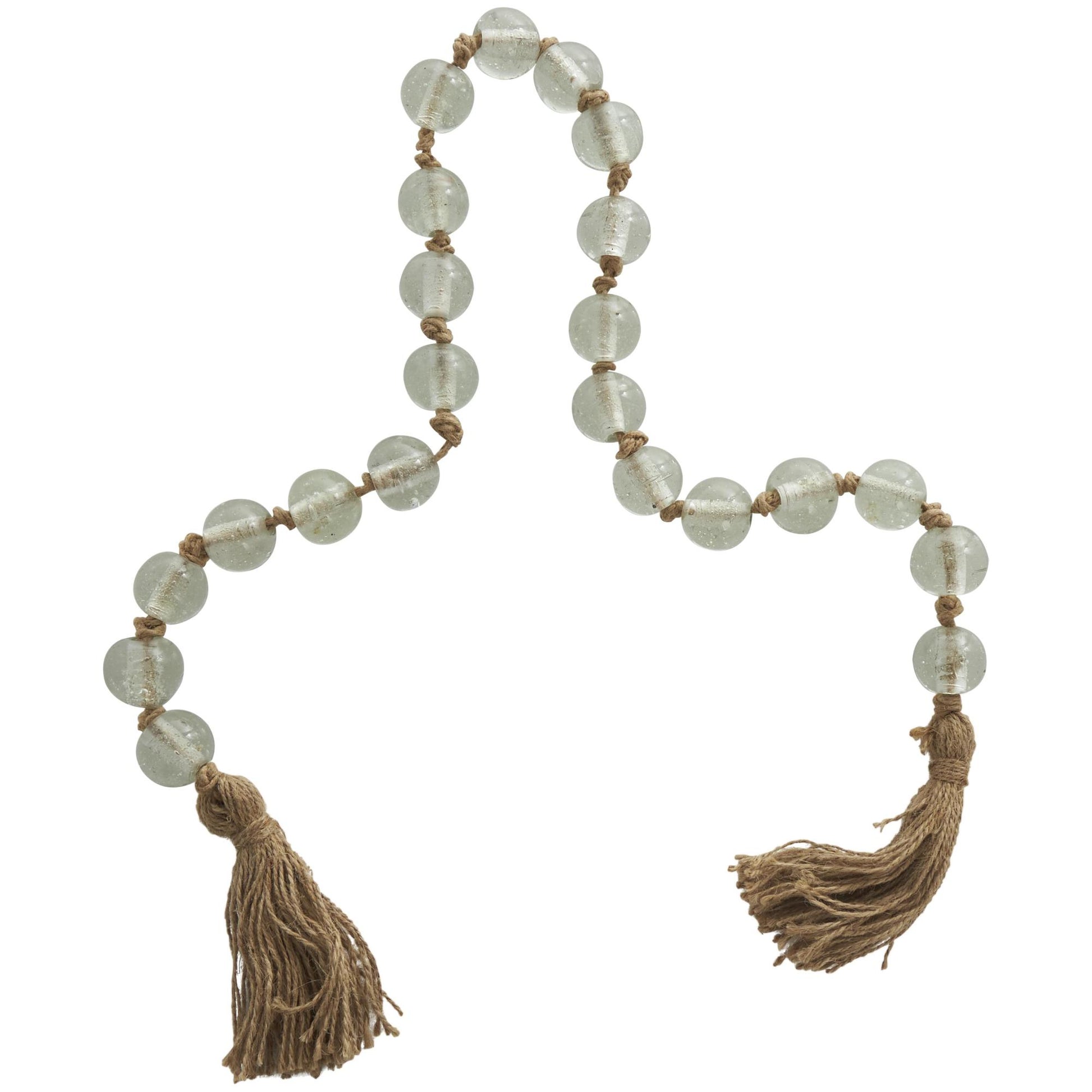 Glass Handmade Round Beaded Garland with Tassel with Knotted Brown Jute