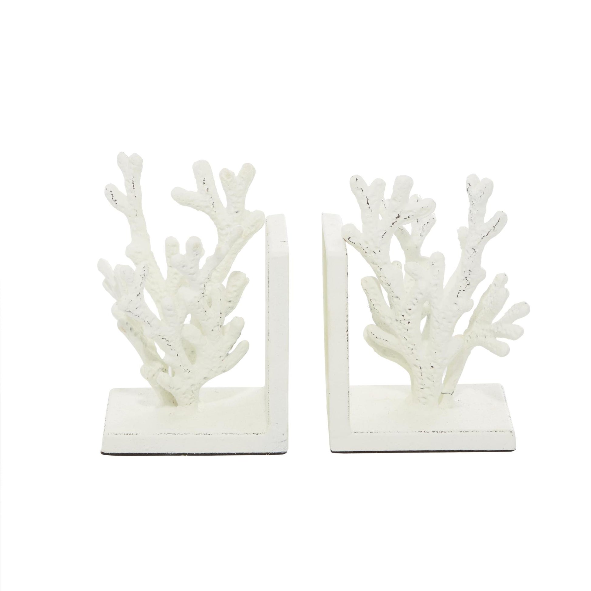 Set of 2 Coral Metal Decorative Bookends Set of 2 5"W, 7"H