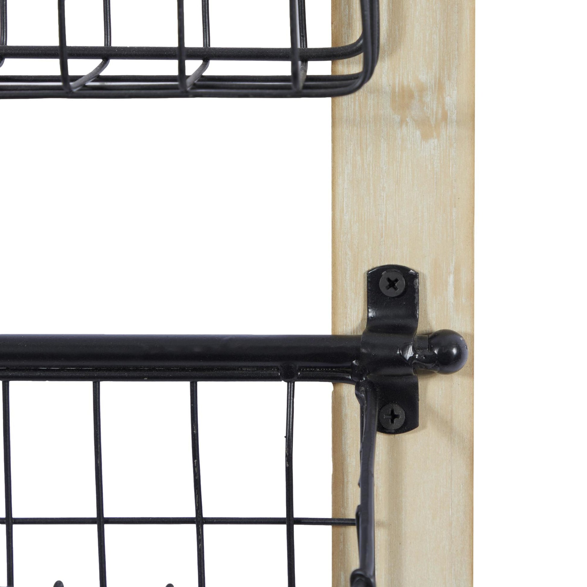 Black Metal 3 Slot Decorative Magazine Rack Holder with Suspended Baskets