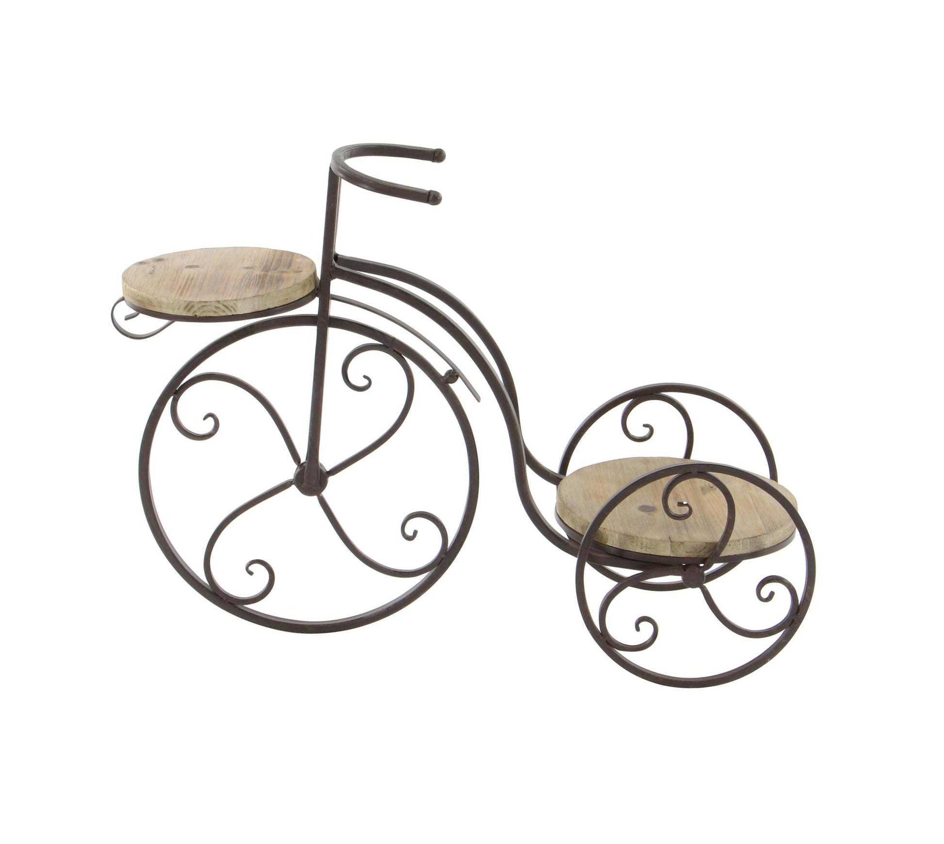 Bike Brown Metal 2 Tier Indoor Outdoor Plantstand