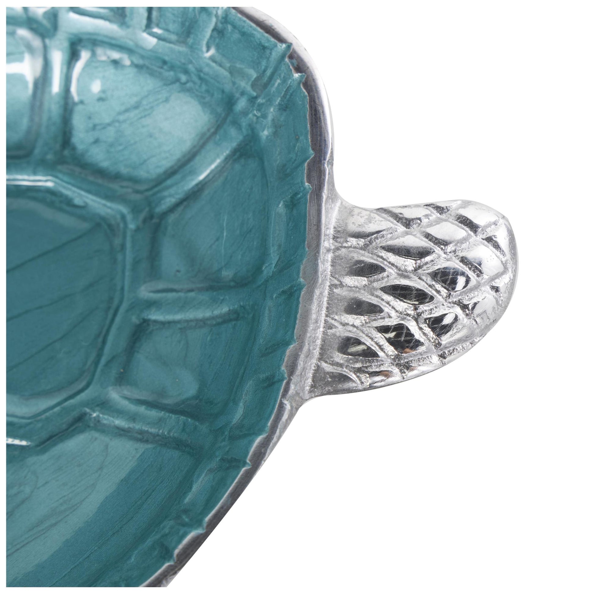 Set of 2 Turtle Aluminum Metal Handmade Enameled Large Decorative Bowl with Silver Metal Exterior