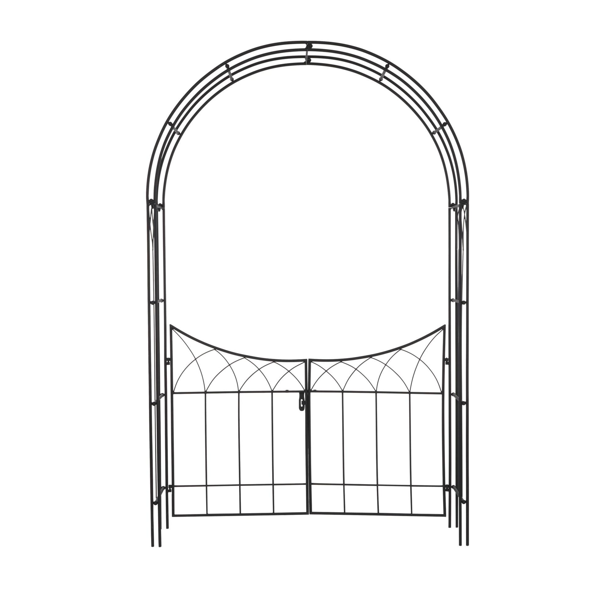 Metal Indoor Outdoor Arched Gate Indoor Outdoor Garden Arbor with Lattice Work Sides