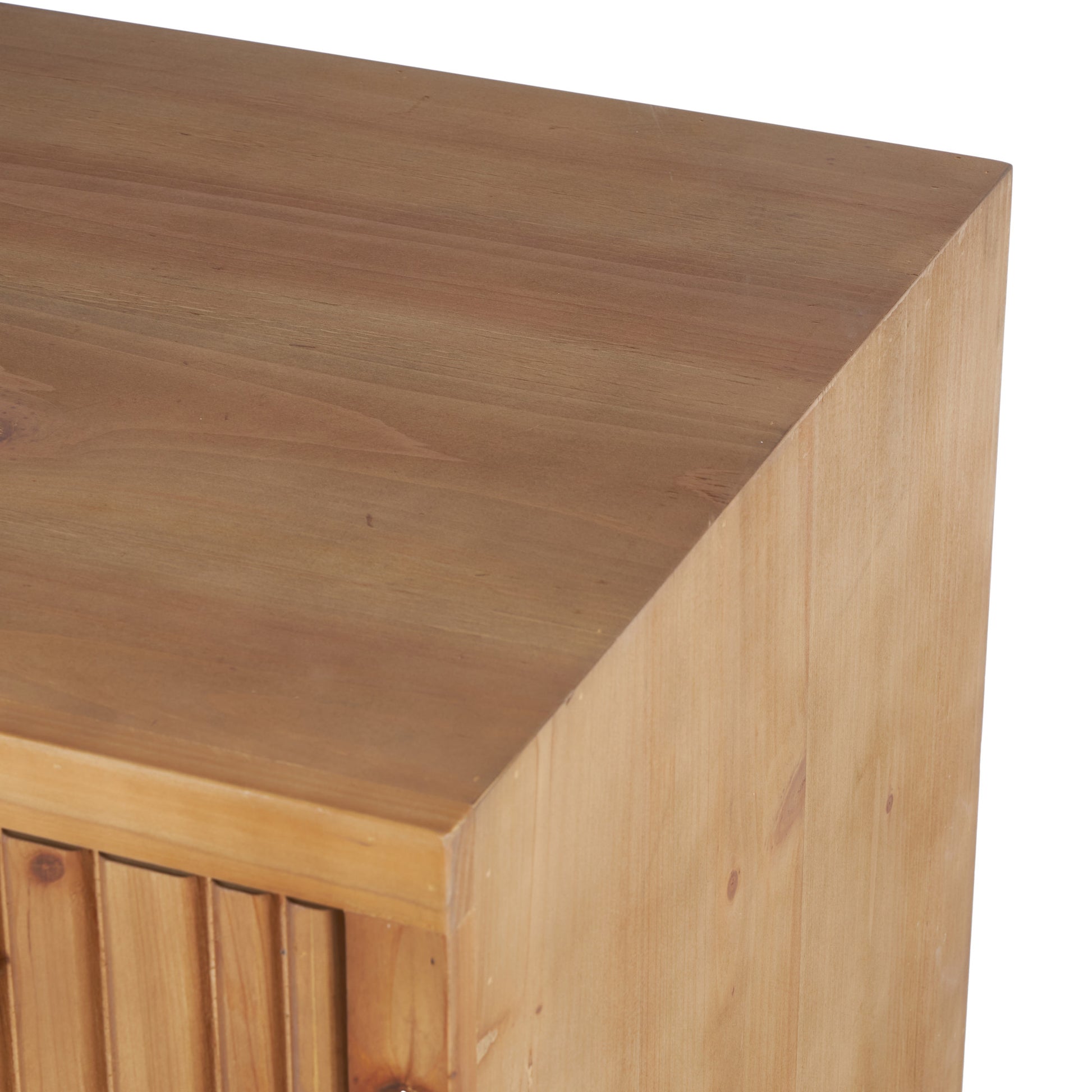 Brown Wooden Ribbed 3 Drawer Room Chest with Gold Handles and Legs