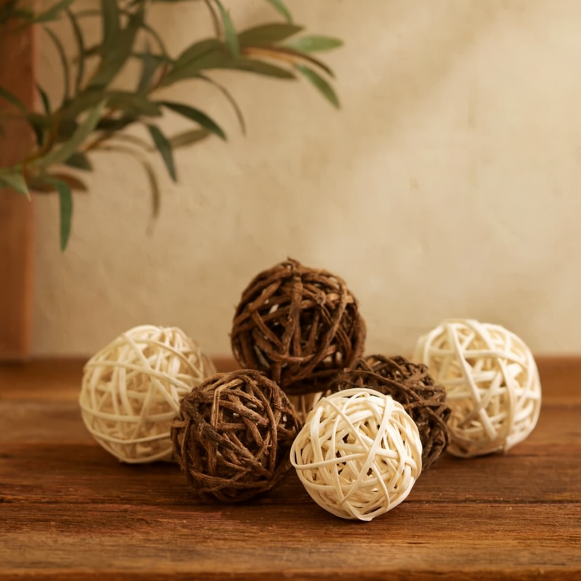 Dried Plant Handmade Decorative Orbs & Vase Filler with Fishnet Bag 10" x 8" x 7"