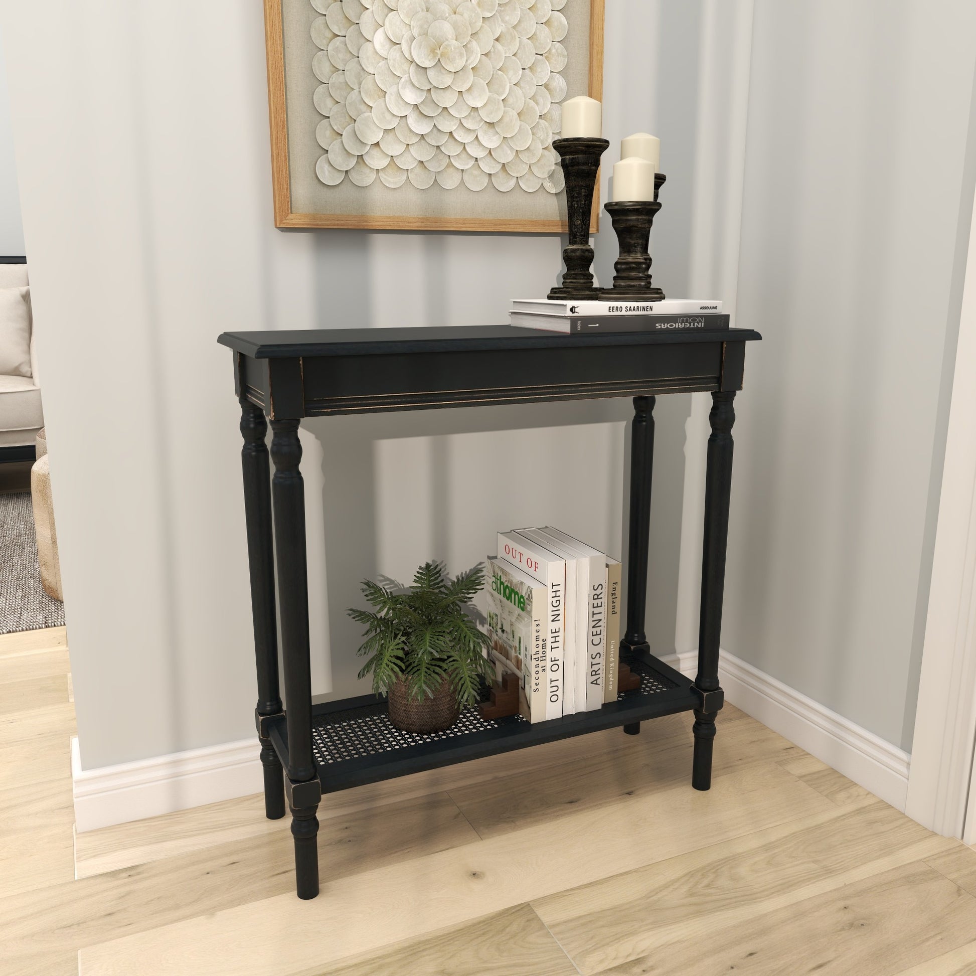 Black Wooden Living Room Console Table
