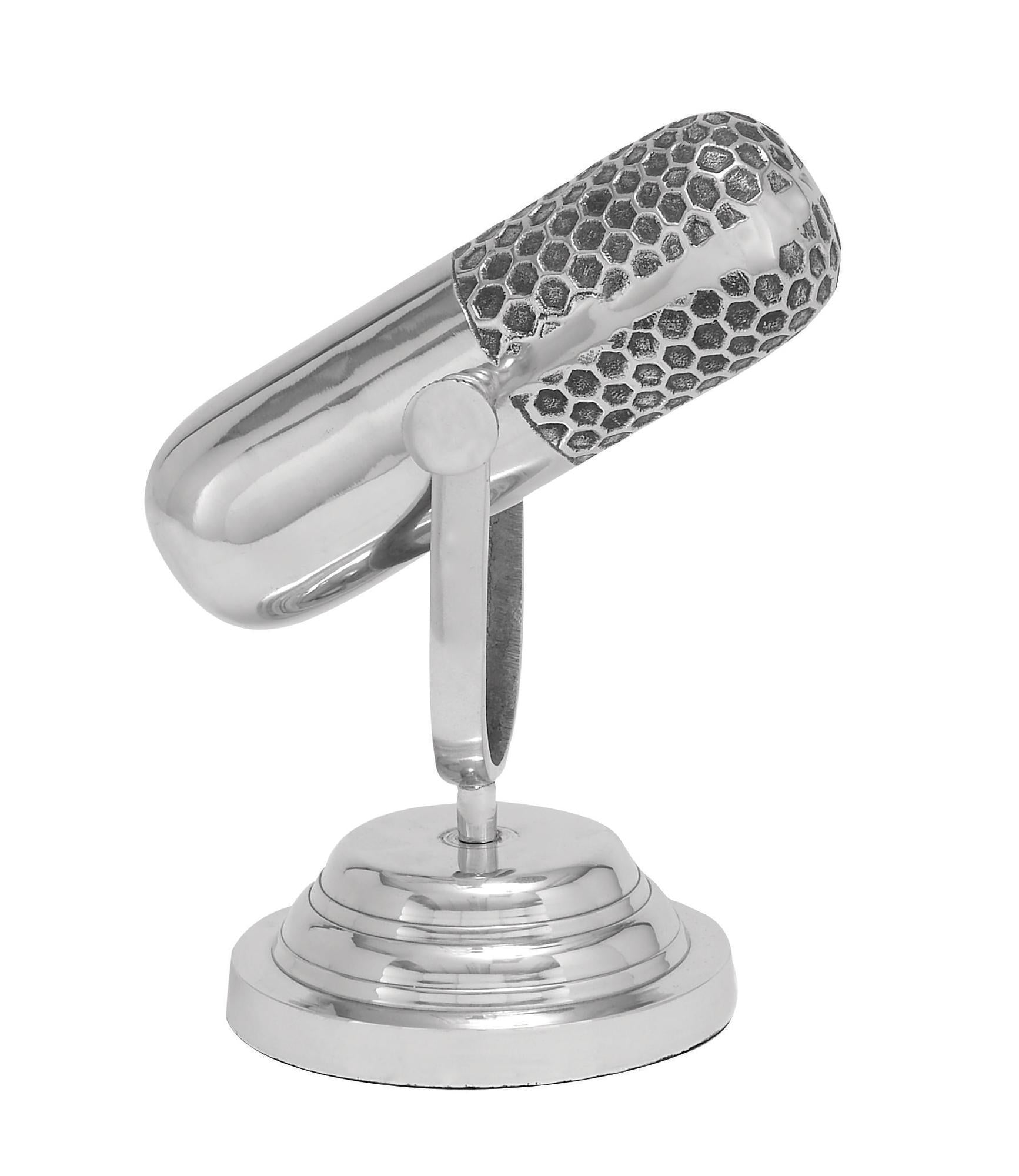 Microphone Silver Aluminum Metal Decorative Sculpture
