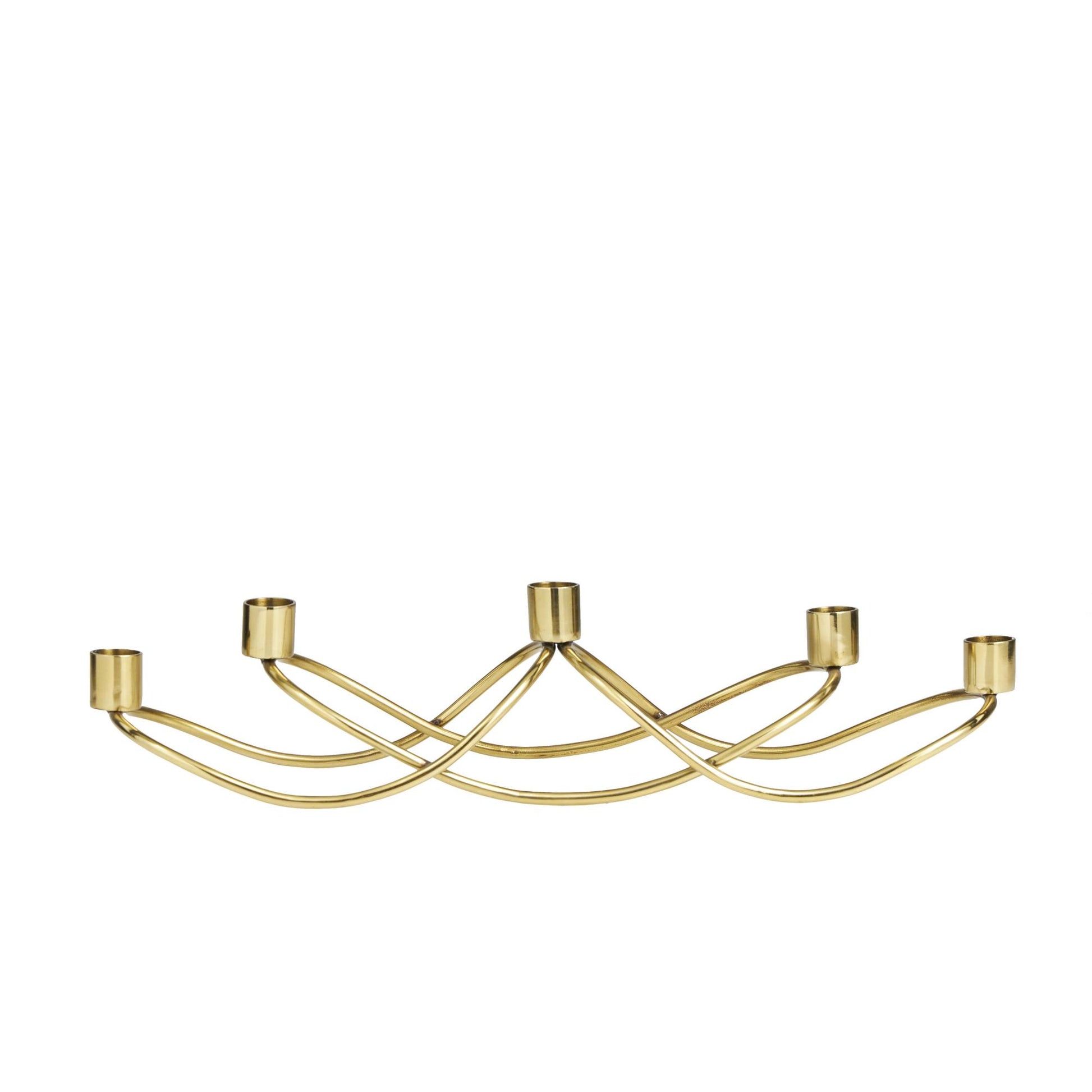 Gold Stainless Steel Metal 5 Candle Decorative Candelabra