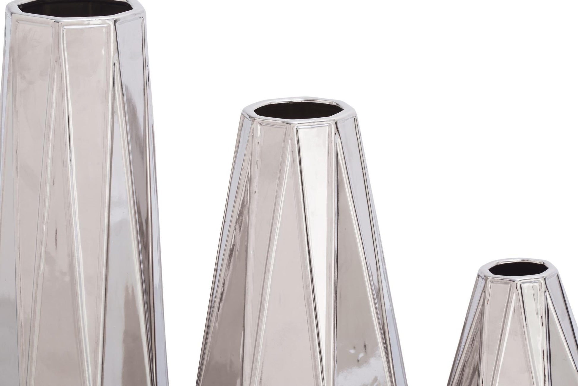 Set of 3 Ceramic Geometric Decorative Vase