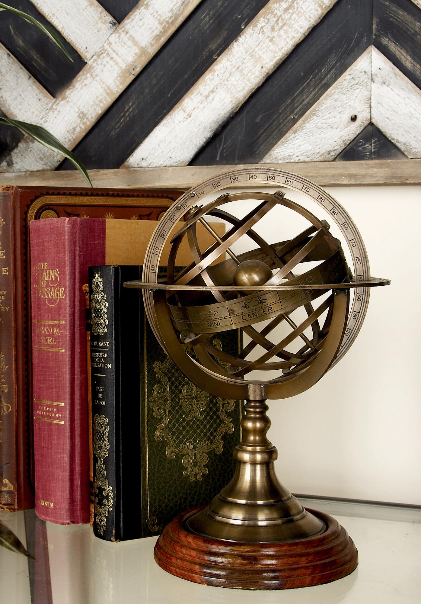 Compass Gold Brass Metal Educational/Geographic Earth Globe