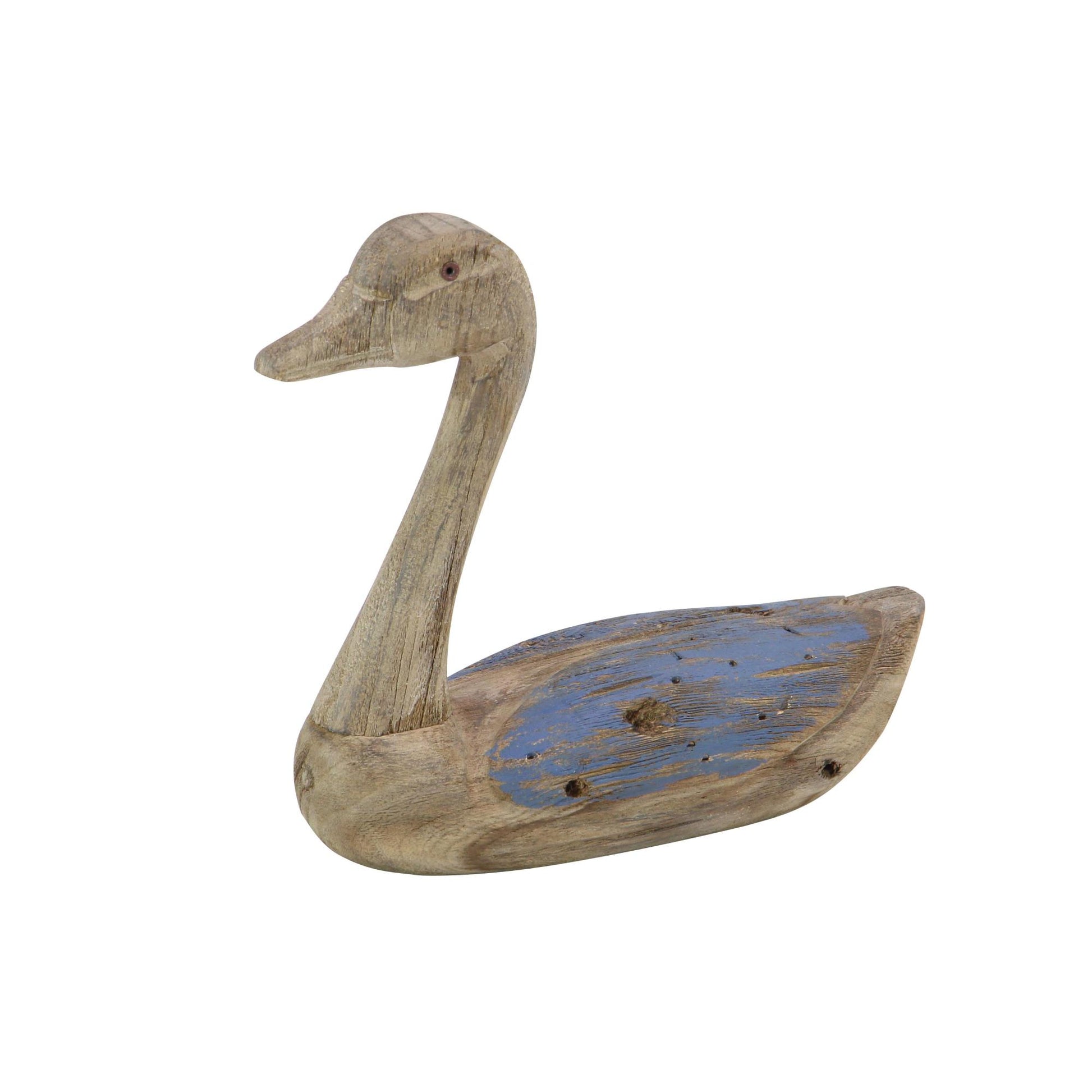 Set of 2 Duck Wood Decorative Garden Sculpture