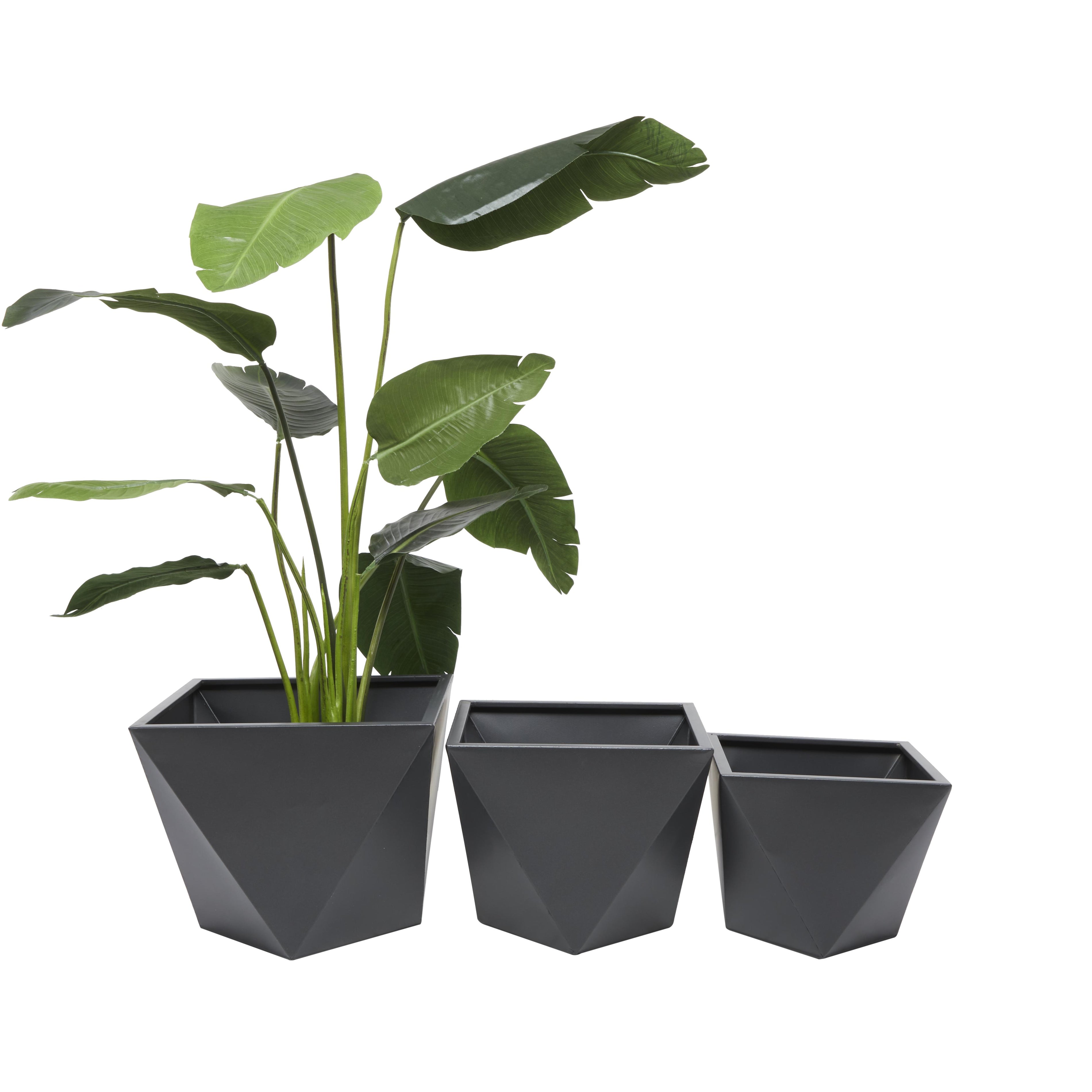 CosmoLiving by Cosmopolitan Set of 3 Metal Indoor Outdoor Planter