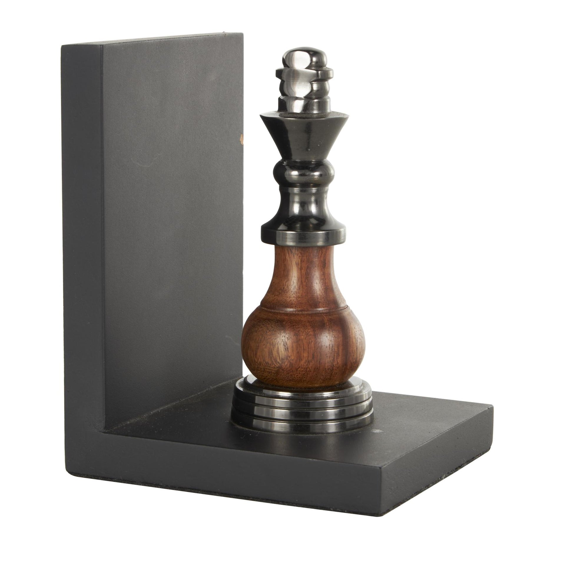Set of 2 Chess Aluminum Metal Decorative Bookends with Aluminum Accents Set of 2 4"W, 7"H