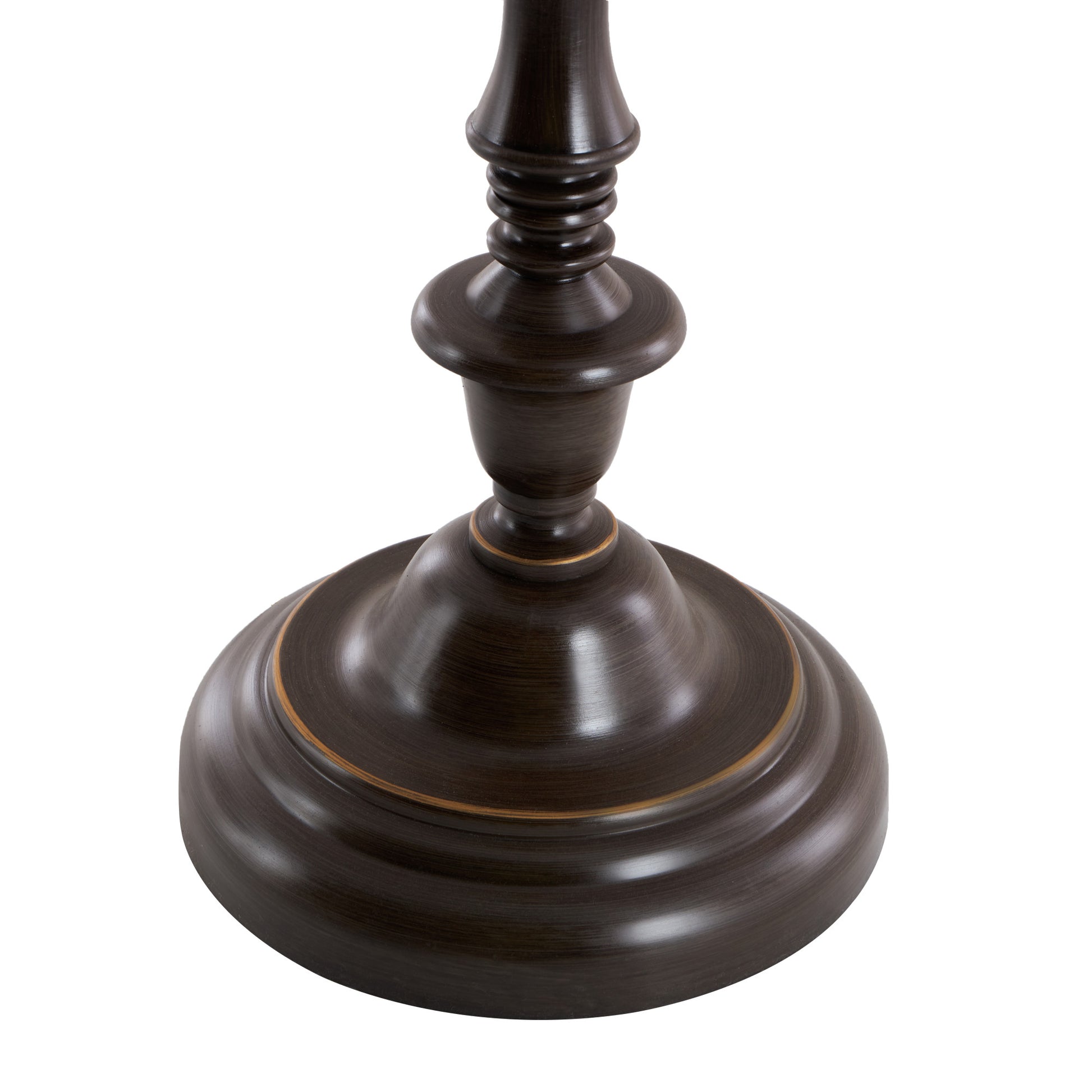 Brown Polystone Antique Style Turned Room Torchiere with Cream Glass Shade