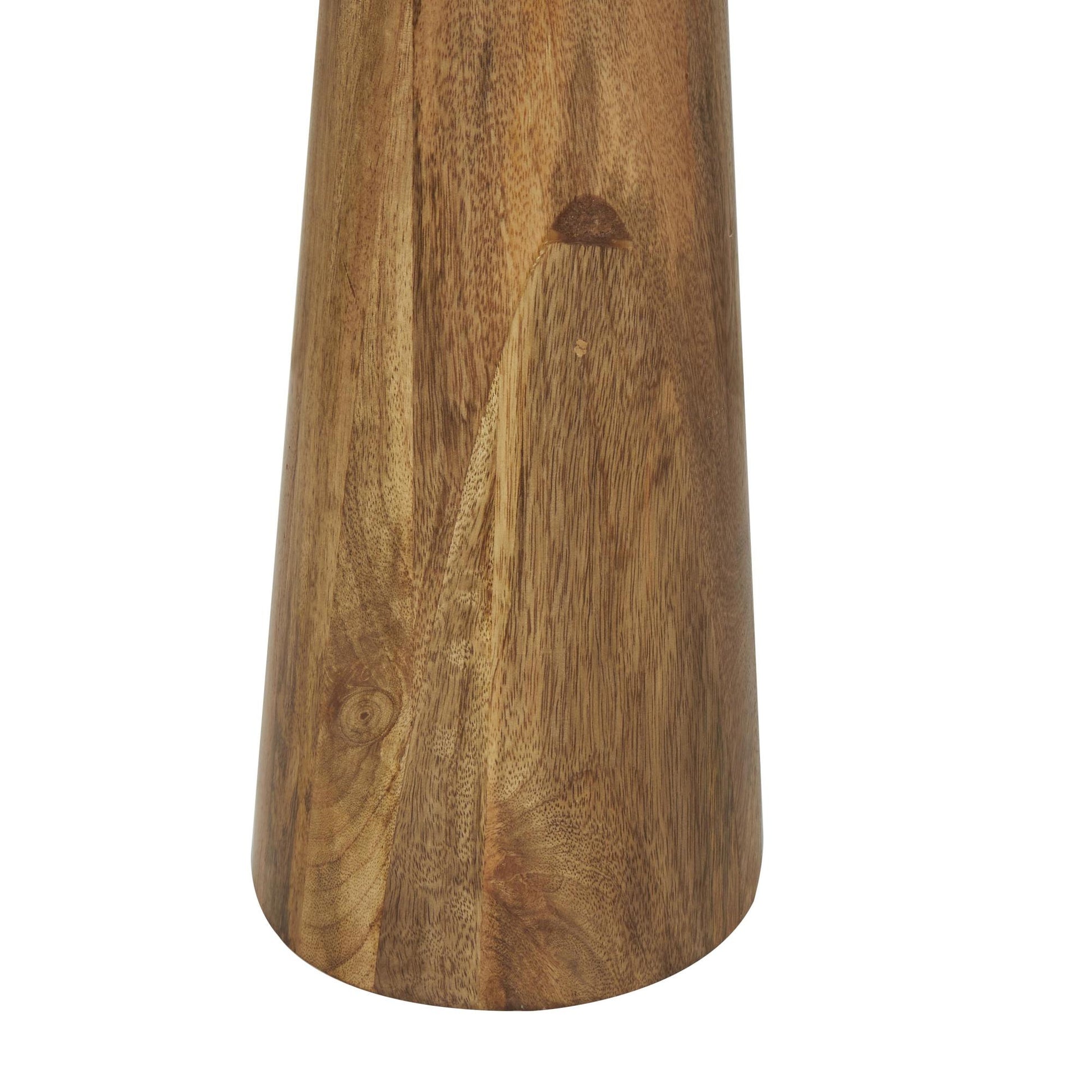 Set of 3 Brown Mango Wood Handmade Cone Shaped Side End Accent Table with Black Tabletops