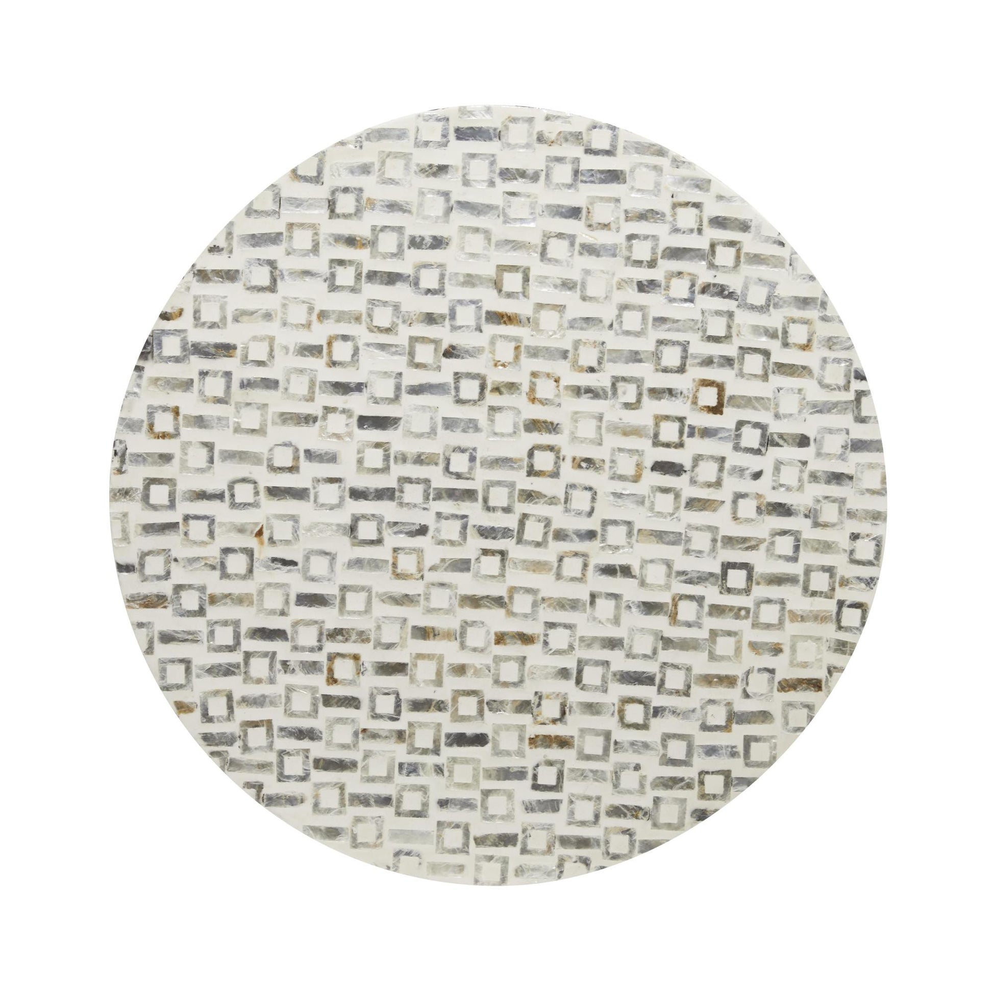 Geometric Mother of Pearl Shell Side End Accent Table with Gold Base