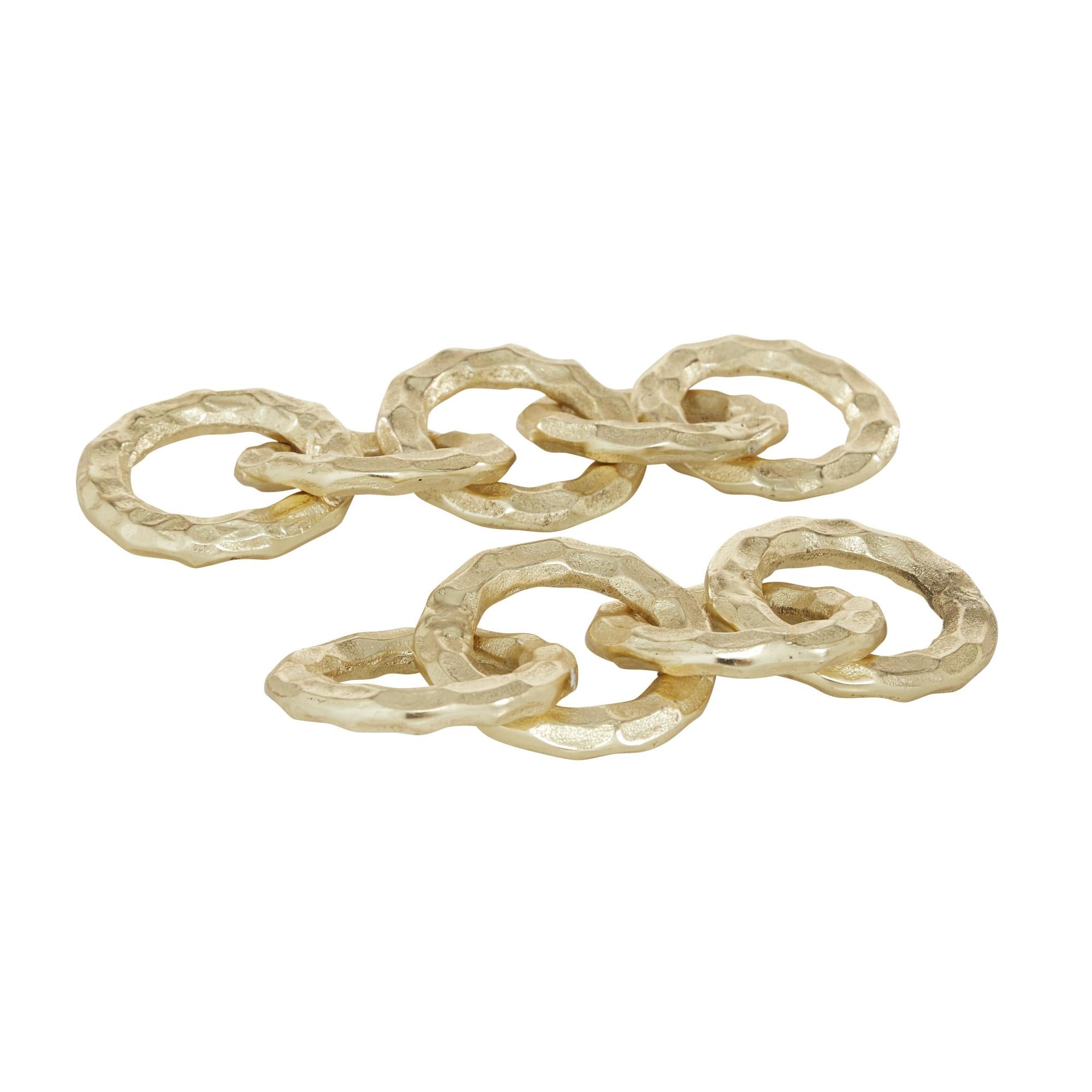 CosmoLiving by Cosmopolitan Set of 2 Chain Gold Aluminum Metal Decorative Sculpture