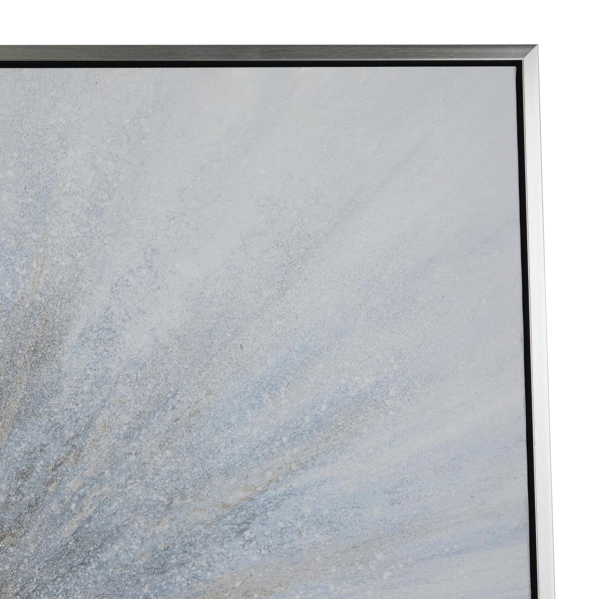 Starburst Blue Canvas Radial Living Room Framed Wall Art with Silver Frame