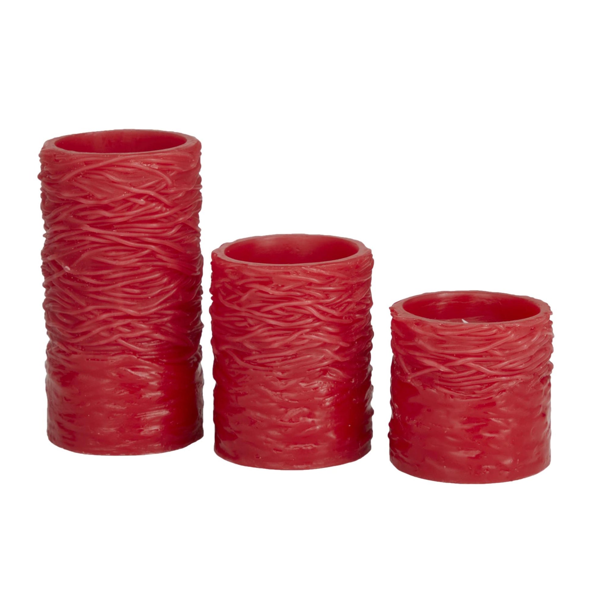 Set of 3 Wax Textured Indoor Outdoor Flameless Candle with Remote Control