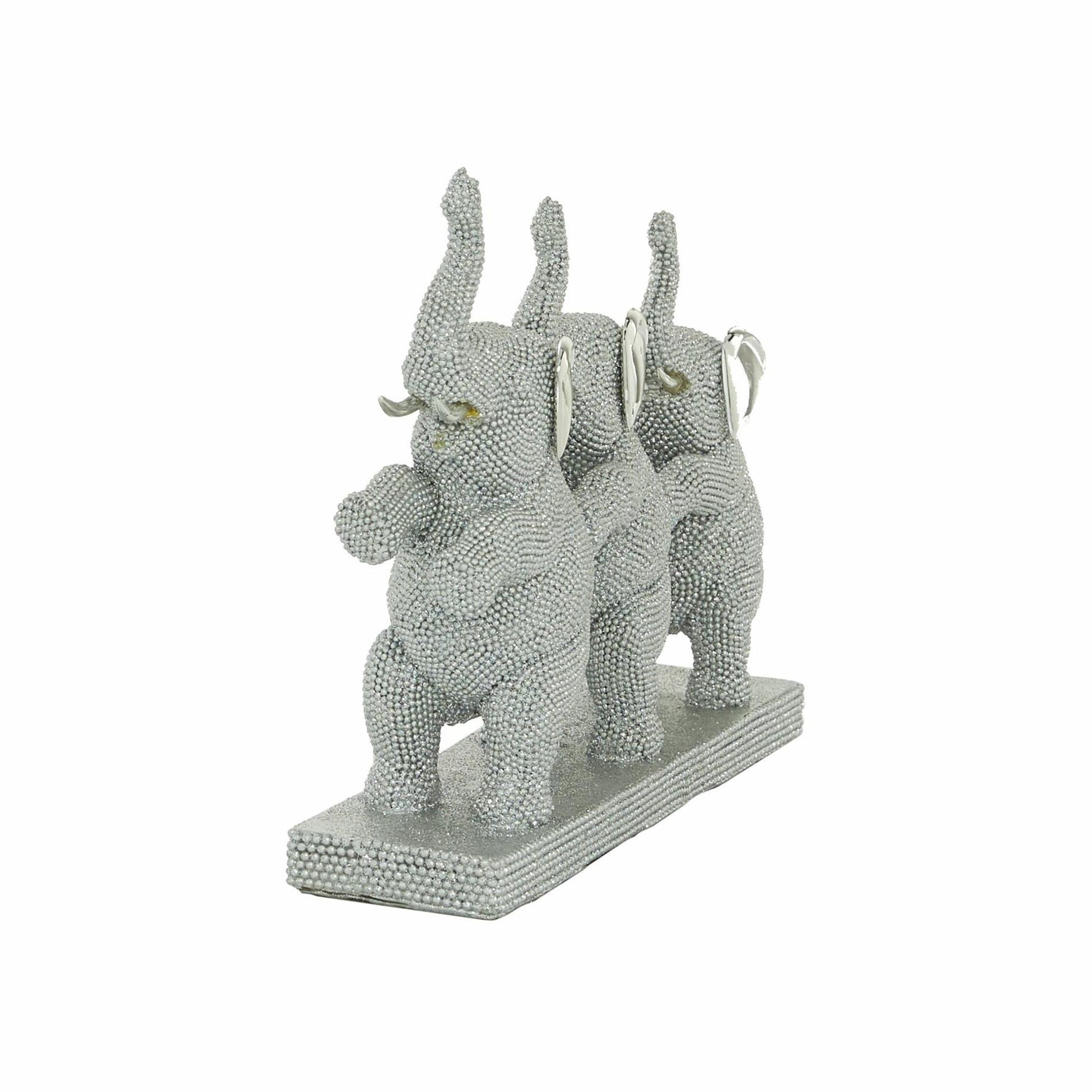 Elephant Silver Polystone Decorative Sculpture