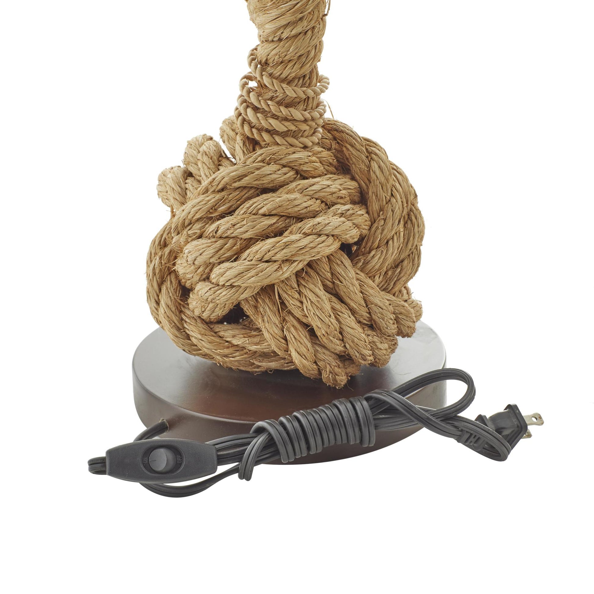 Knot Brown Jute Rope Twisted Rope Room Table Lamp with Linen Shade