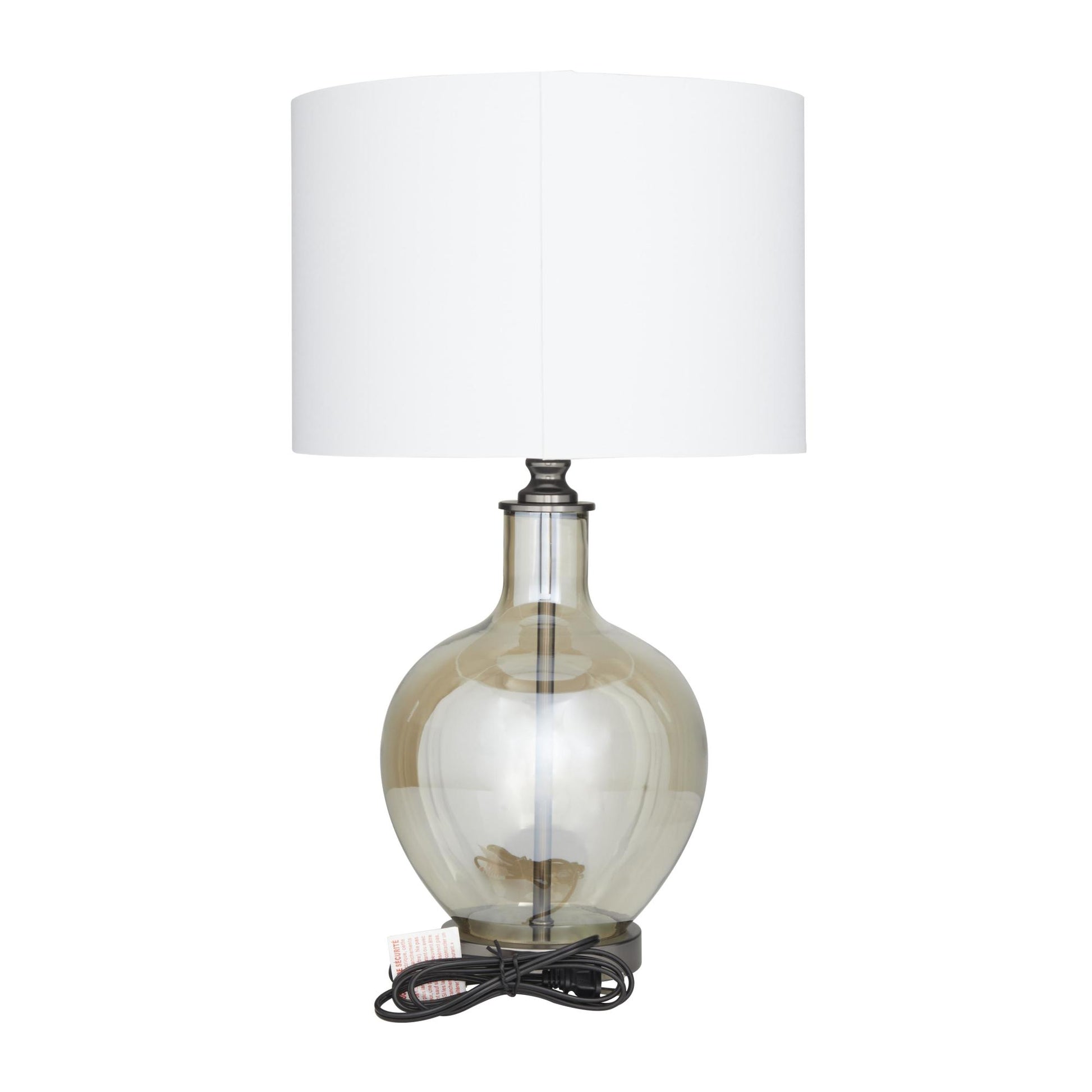Champagne Glass Room Table Lamp with Drum Shade