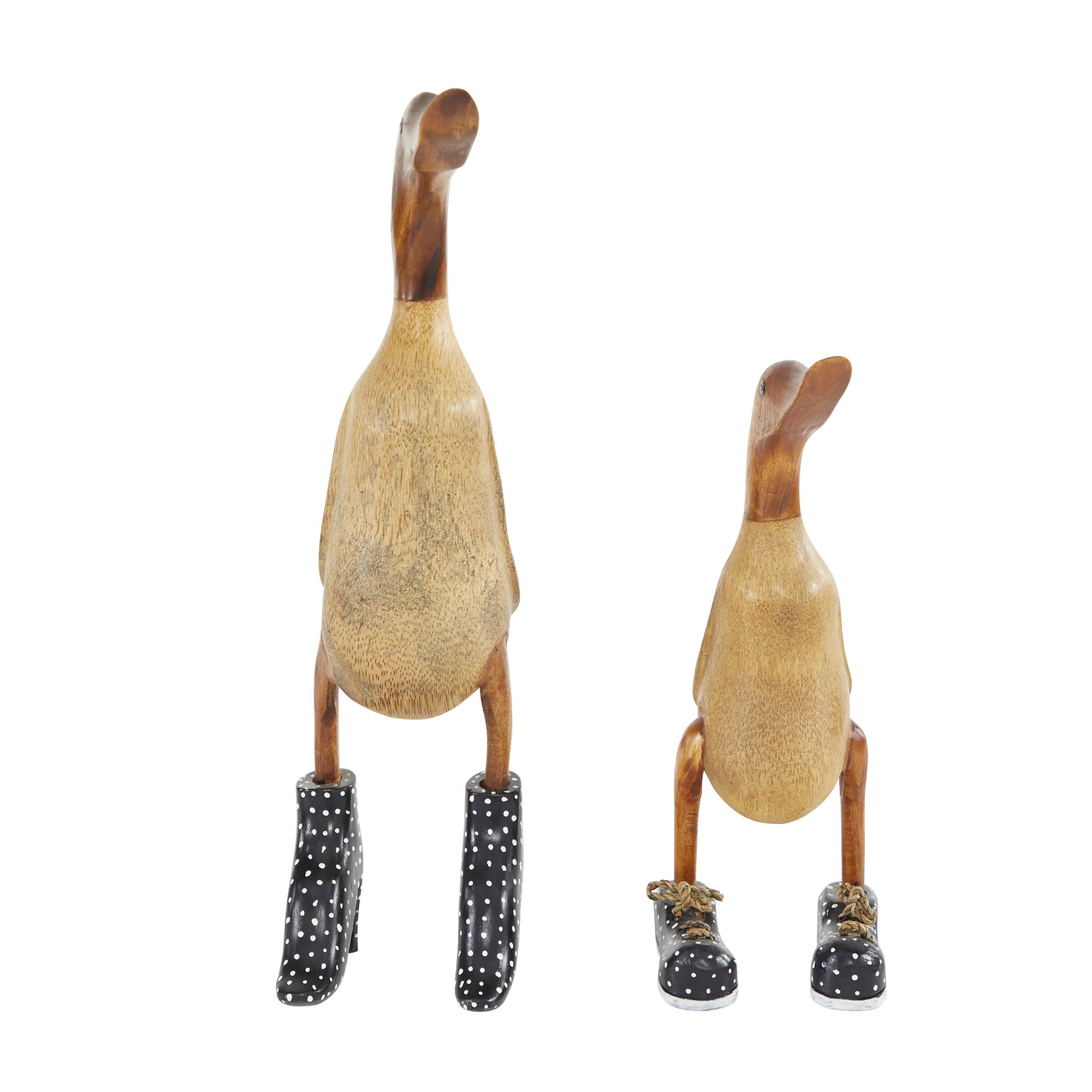Set of 2 Duck Bamboo Wood Decorative Sculpture Set of 2 17", 11"H
