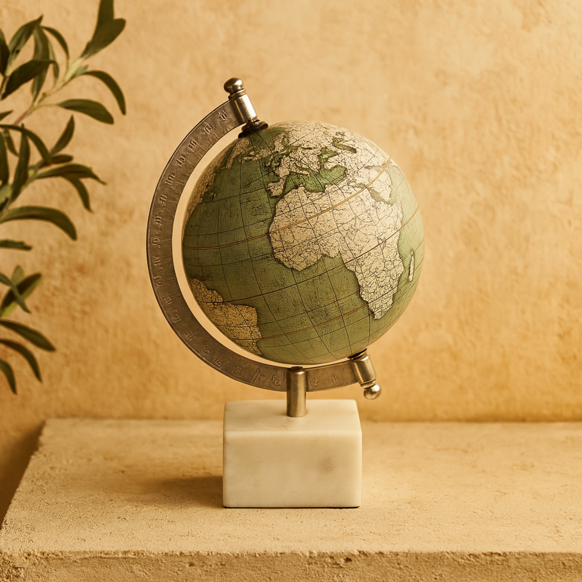 World Map White Marble Educational/Geographic Earth Globe with Marble Base