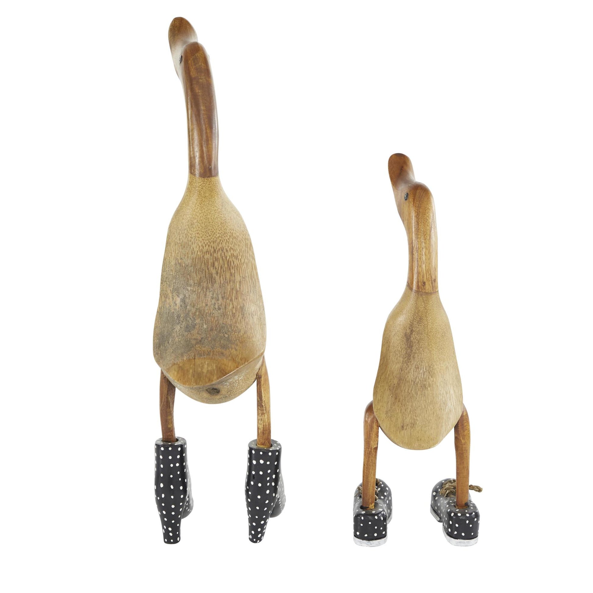 Set of 2 Duck Bamboo Wood Decorative Sculpture Set of 2 17", 11"H