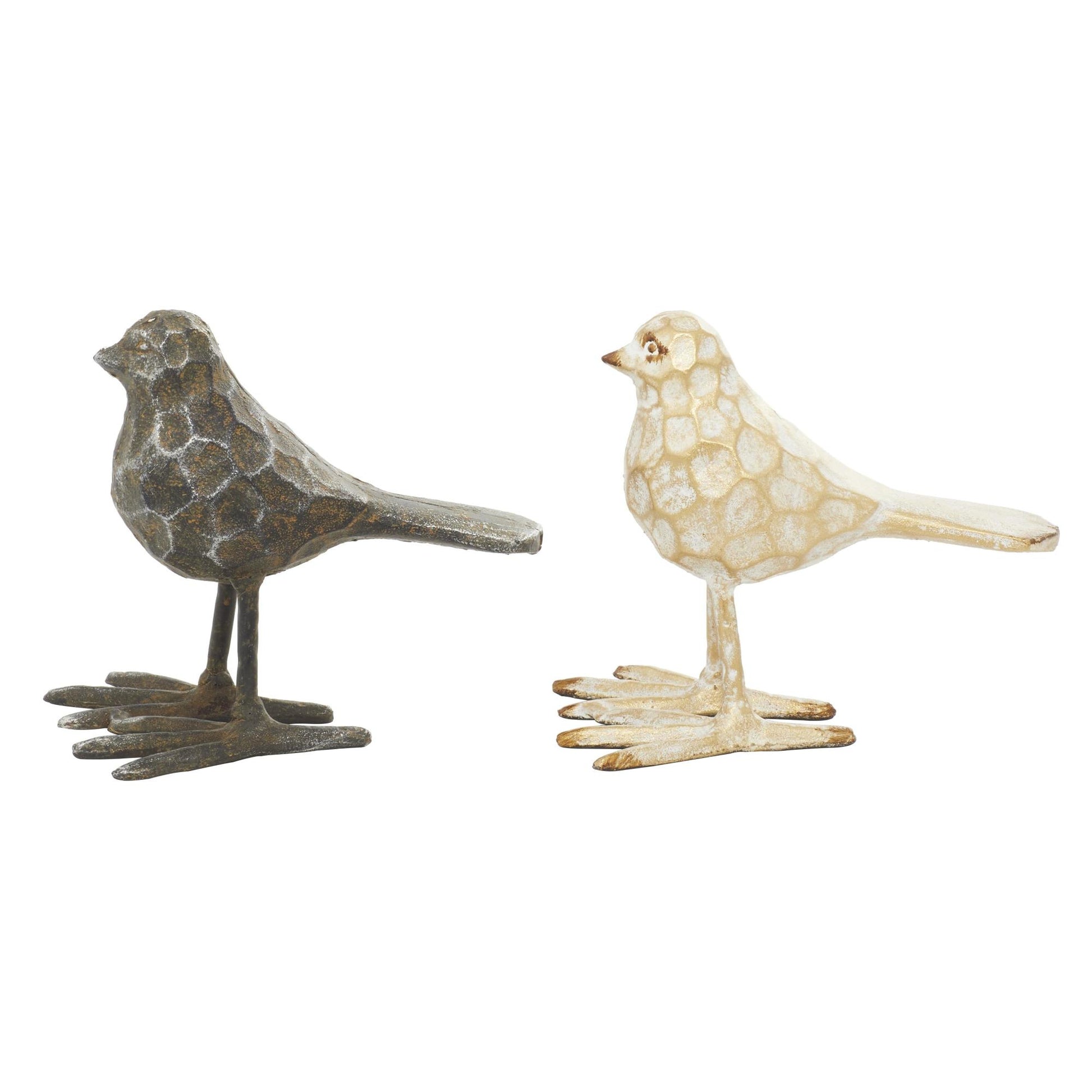 Set of 2 Bird Gold Metal Decorative Sculpture