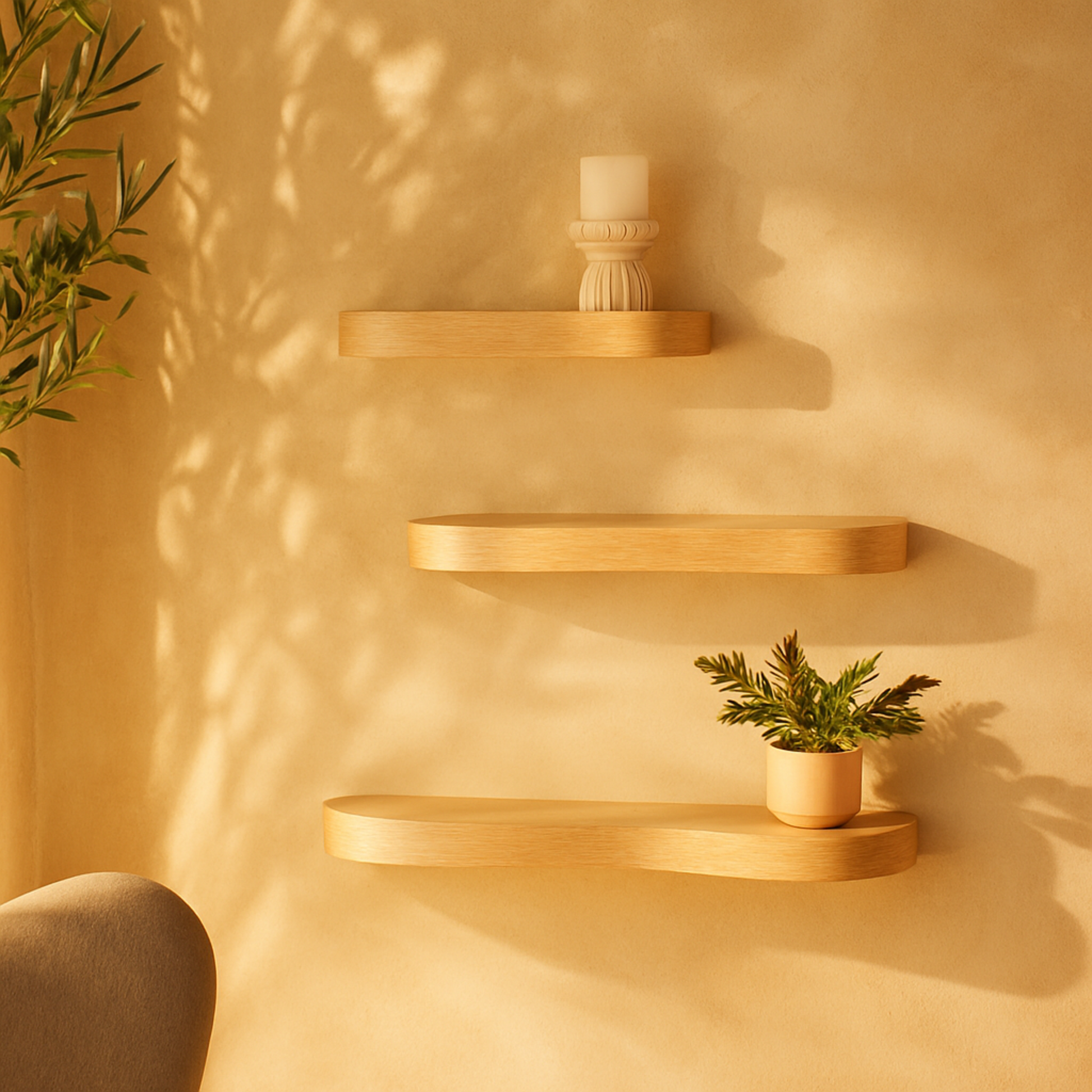Set of 3 Wood Handmade Room Wall Shelf with Various Sizes Set of 3 24", 20", 16"W