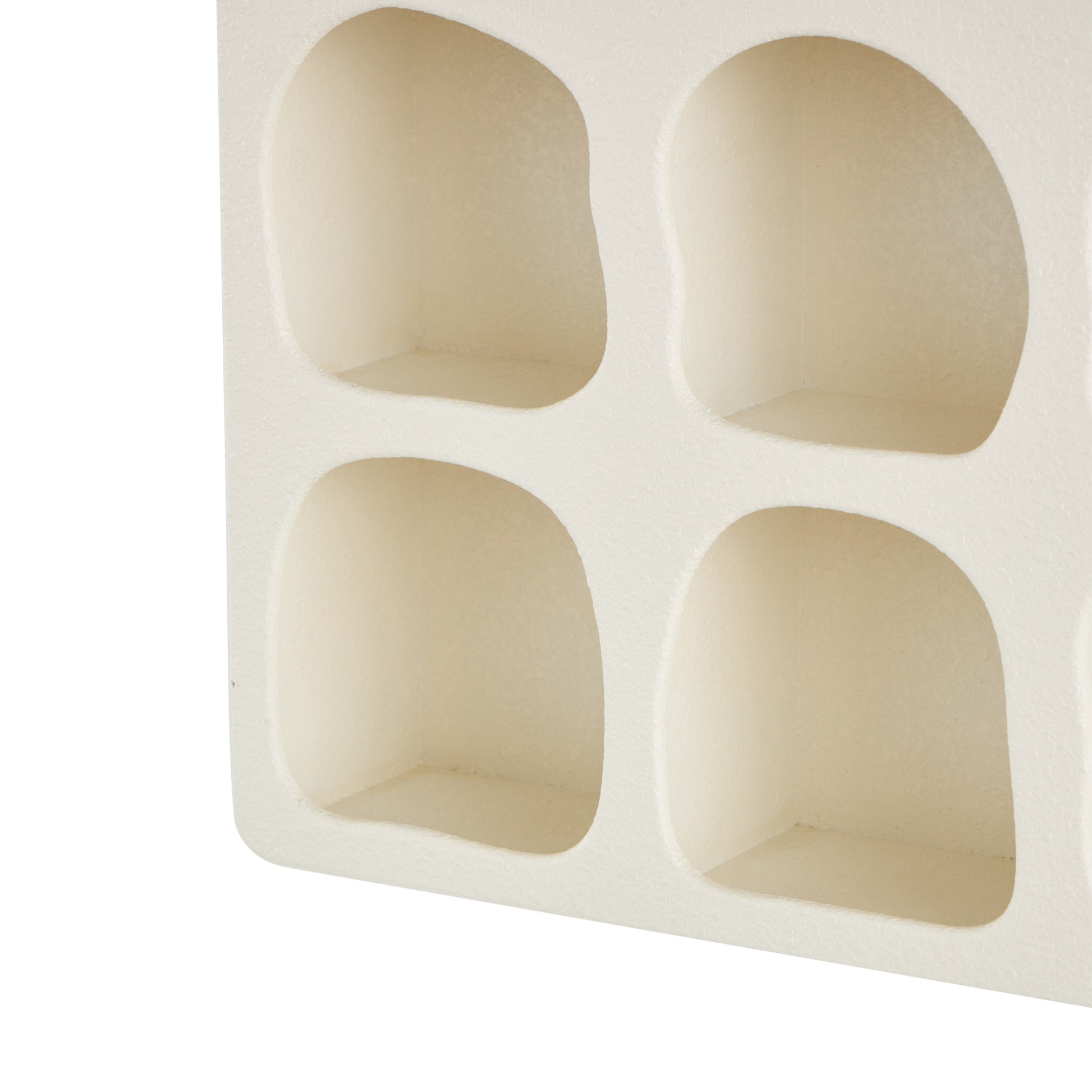 Geometric Wooden 9 Cubby Room Wall Shelf with Abstract Block Shapes
