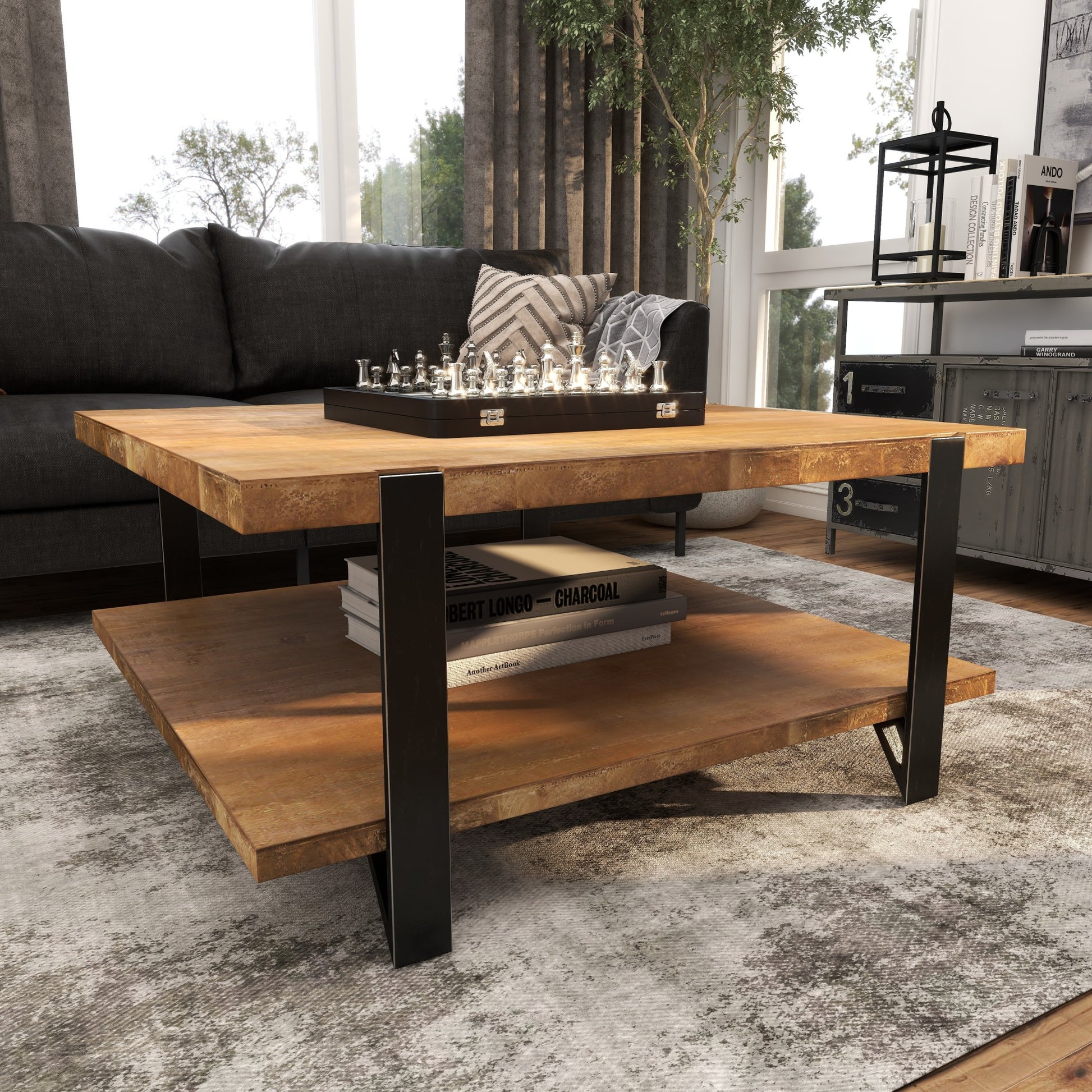 Brown Wood Living Room Coffee Table