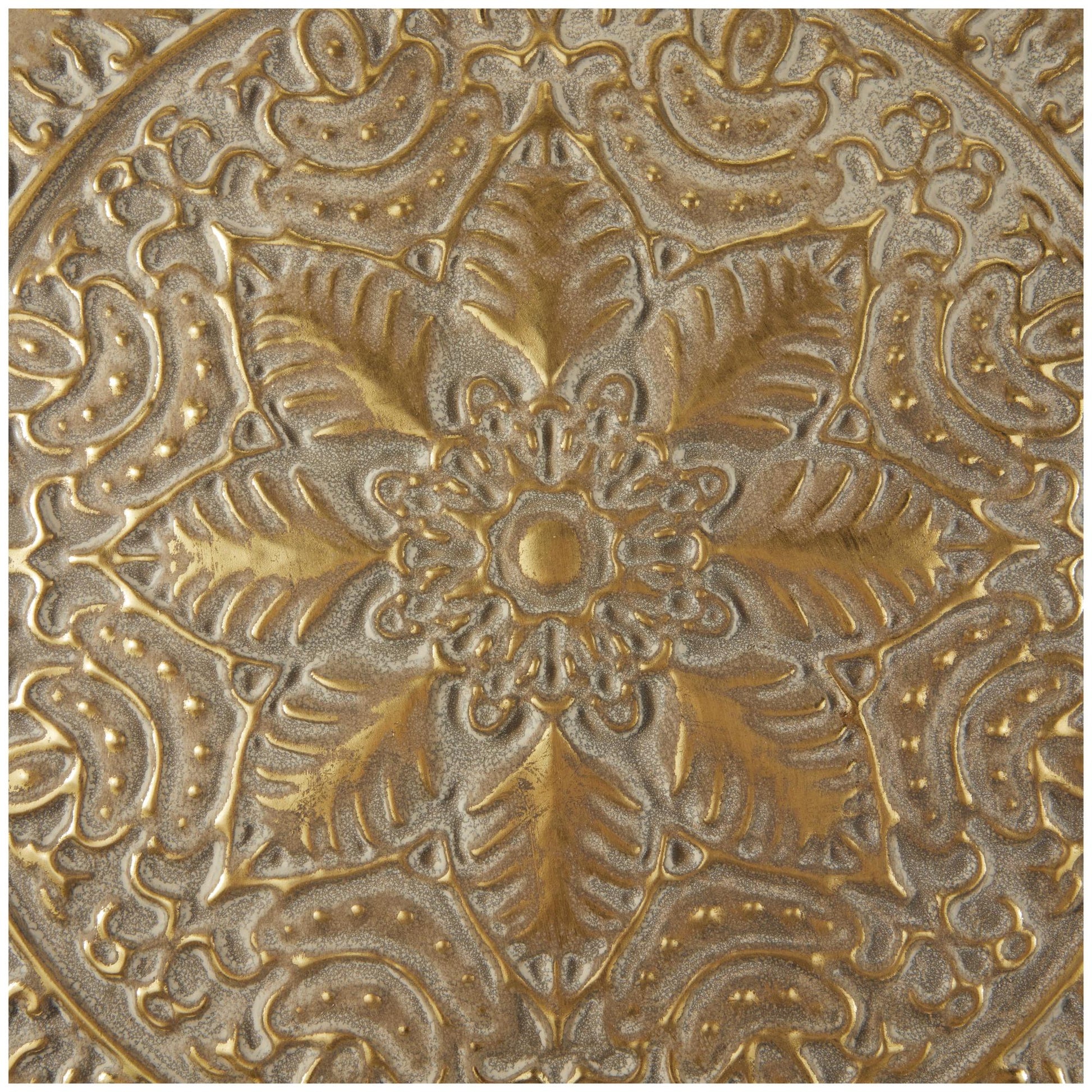 Set of 4 Scroll Gold Metal Home Wall Decor with Embossed Details