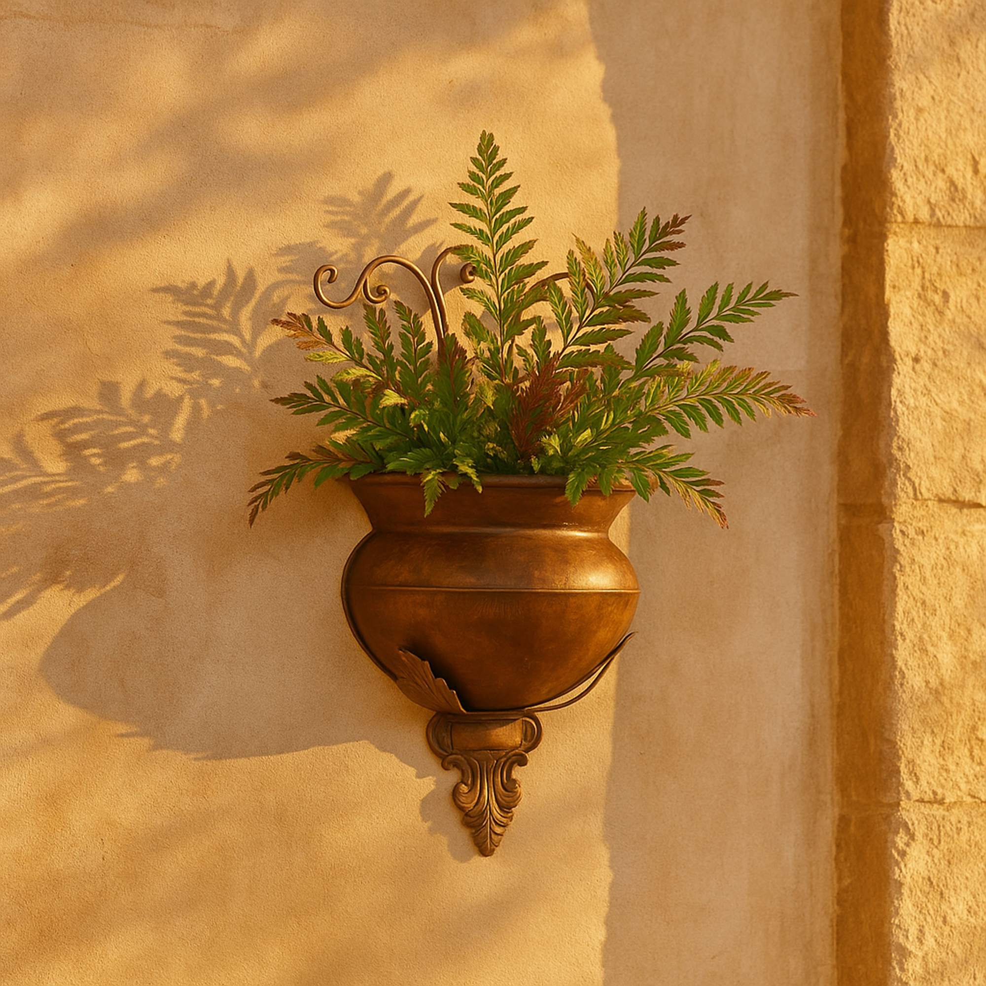 Scroll Brown Metal Indoor Outdoor Wall Planter