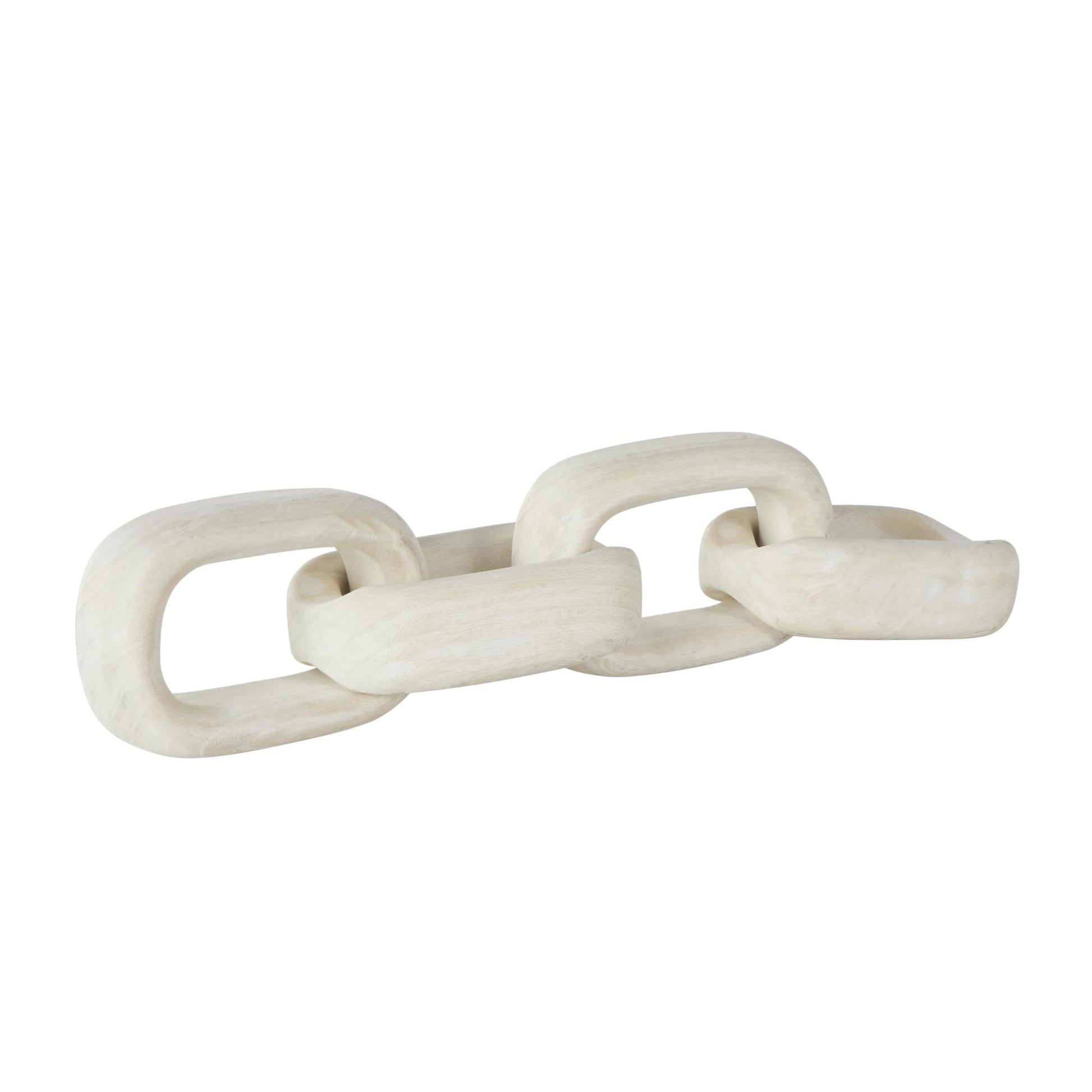 Chain Cream Wood 4 Link Decorative Sculpture with Natural Wood Grains