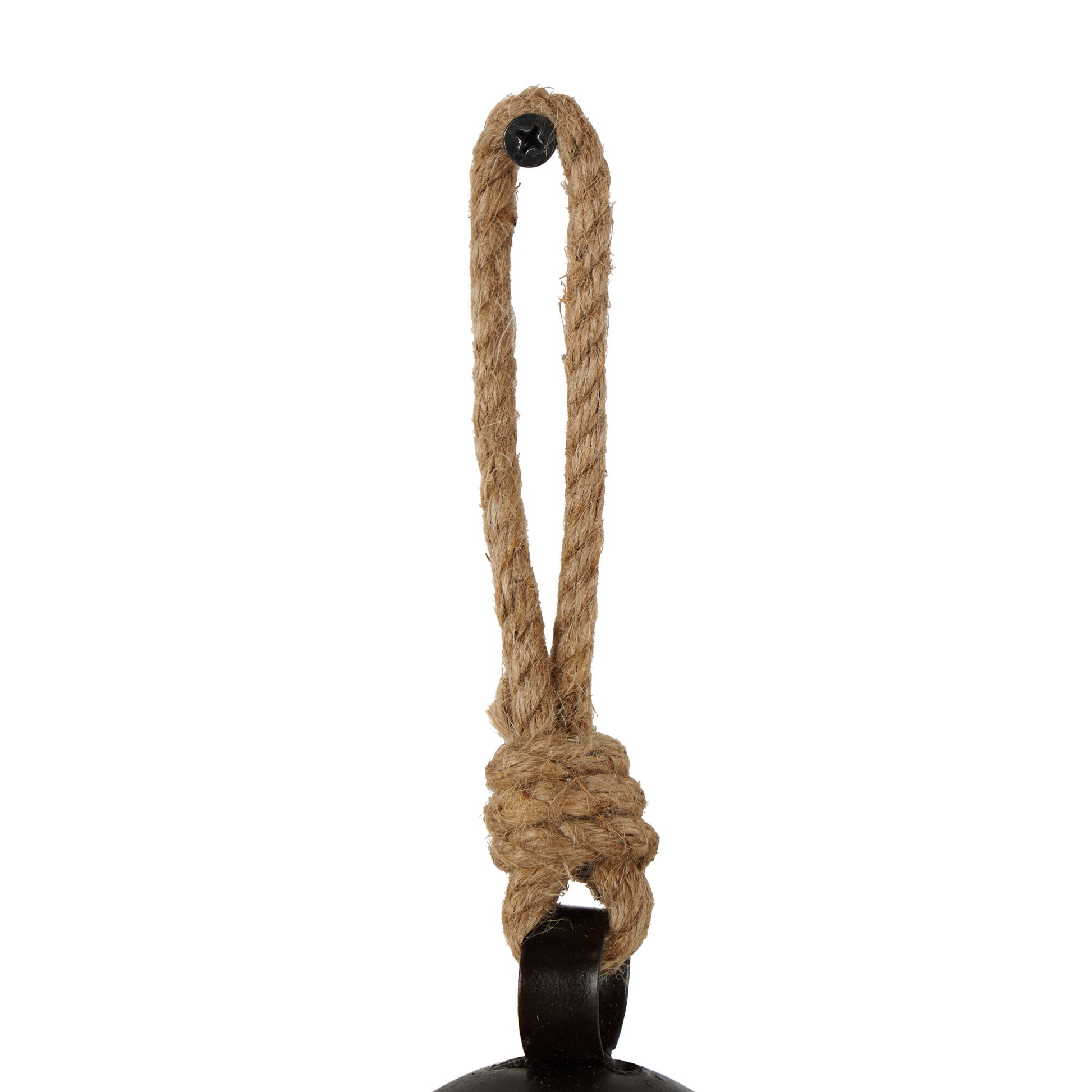 Set of 3 Metal Tibetan Inspired Indoor Outdoor Decorative Cow Bells with Jute Hanging Rope
