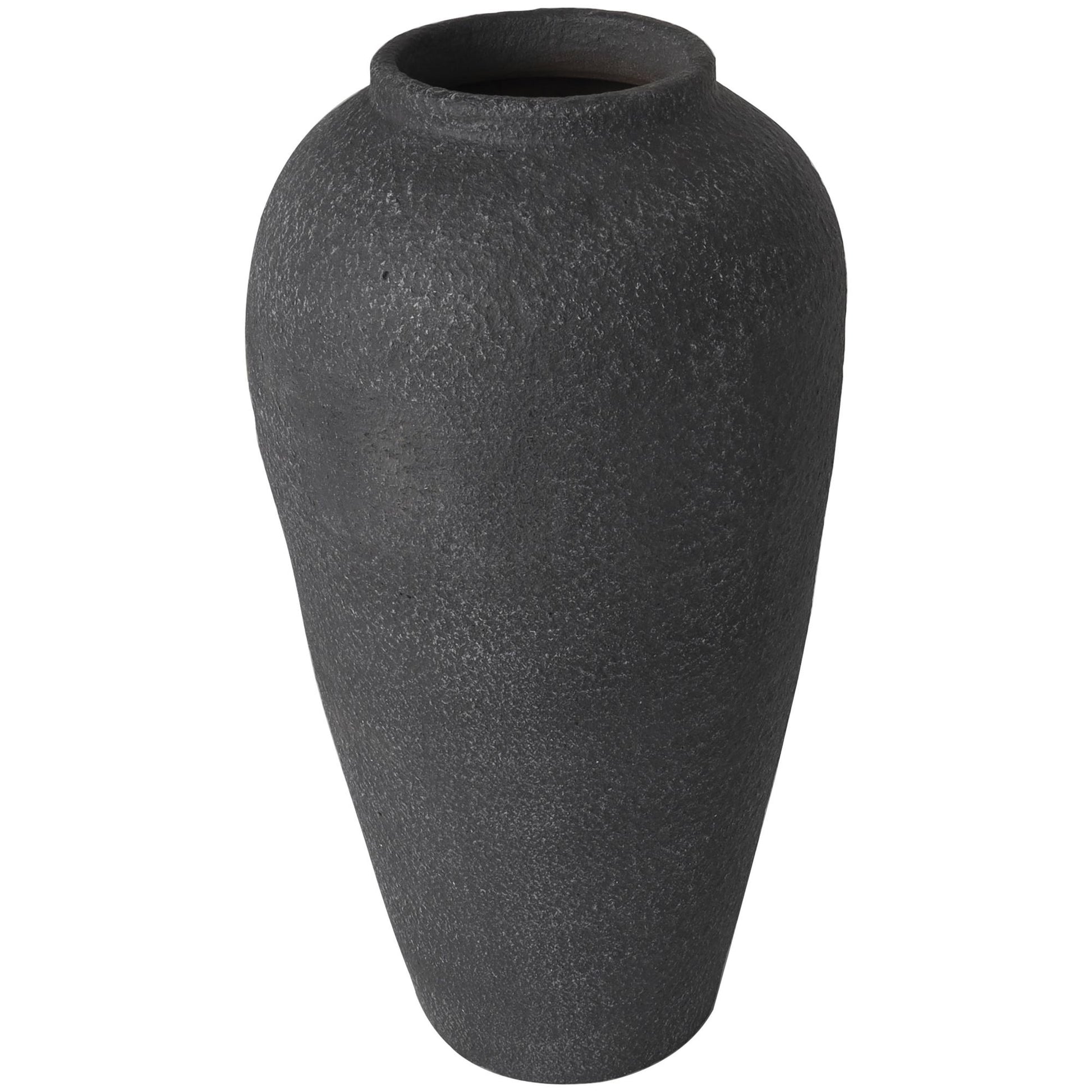 Black Ceramic Whitewashed Textured Decorative Vase