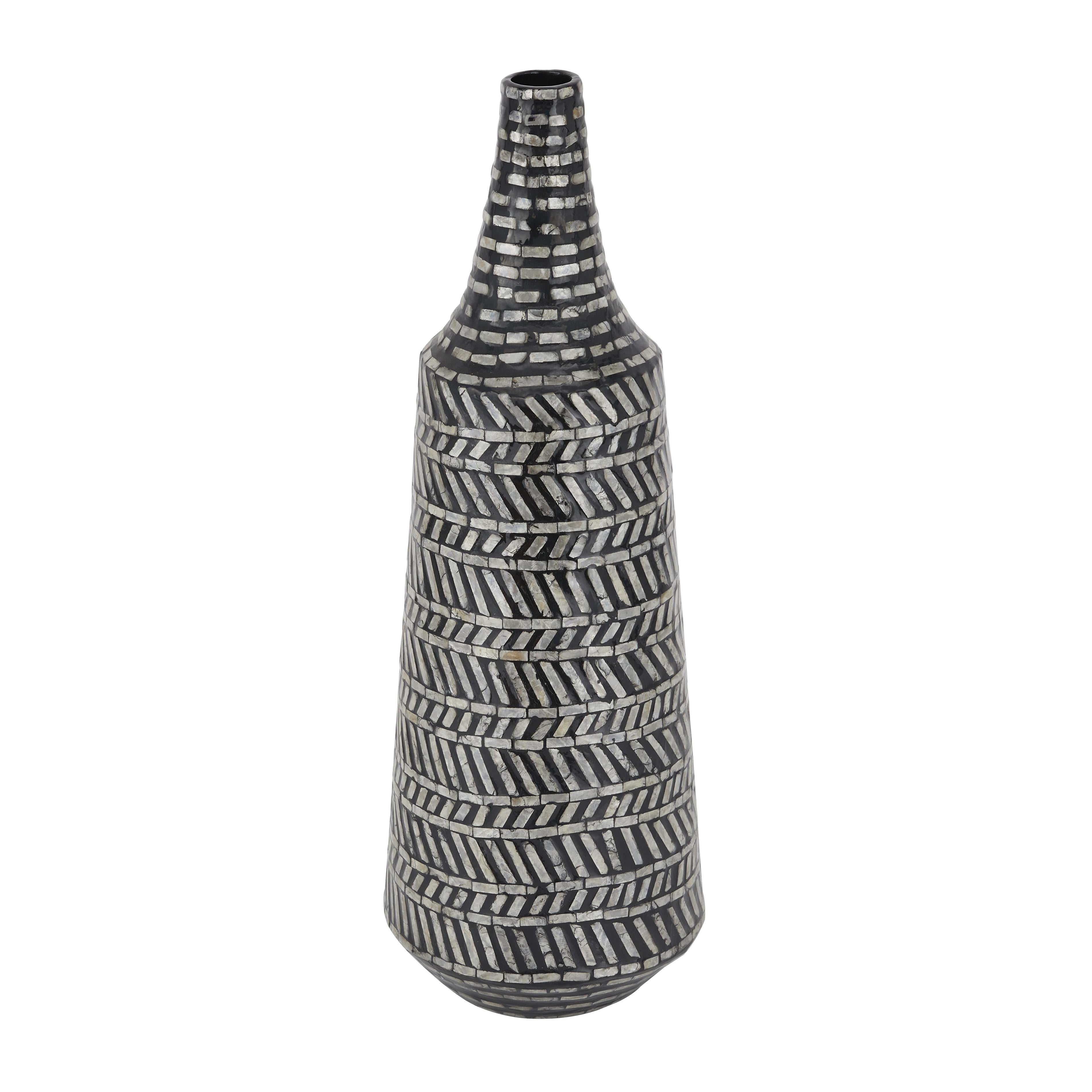 Tribal Black Mother of Pearl Shell Handmade Decorative Vase
