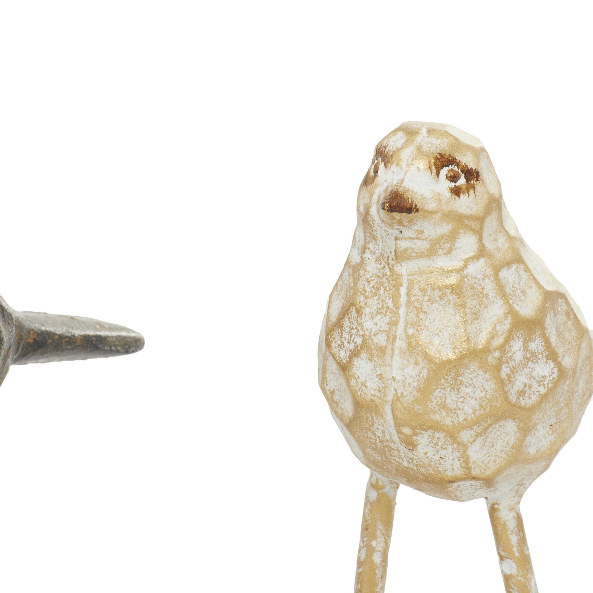Set of 2 Bird Gold Metal Decorative Sculpture