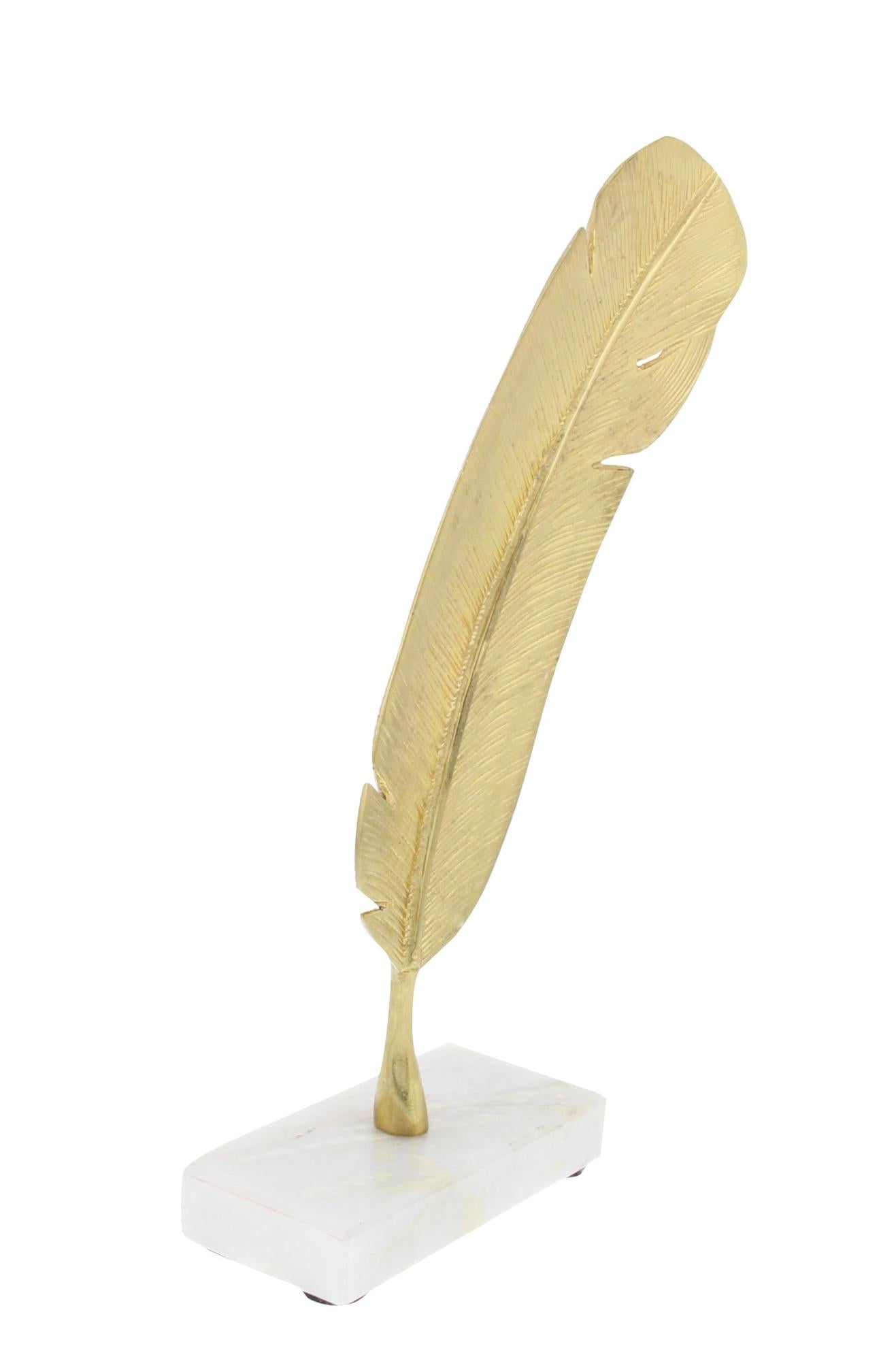 CosmoLiving by Cosmopolitan Bird Gold Aluminum Metal Feather Decorative Sculpture