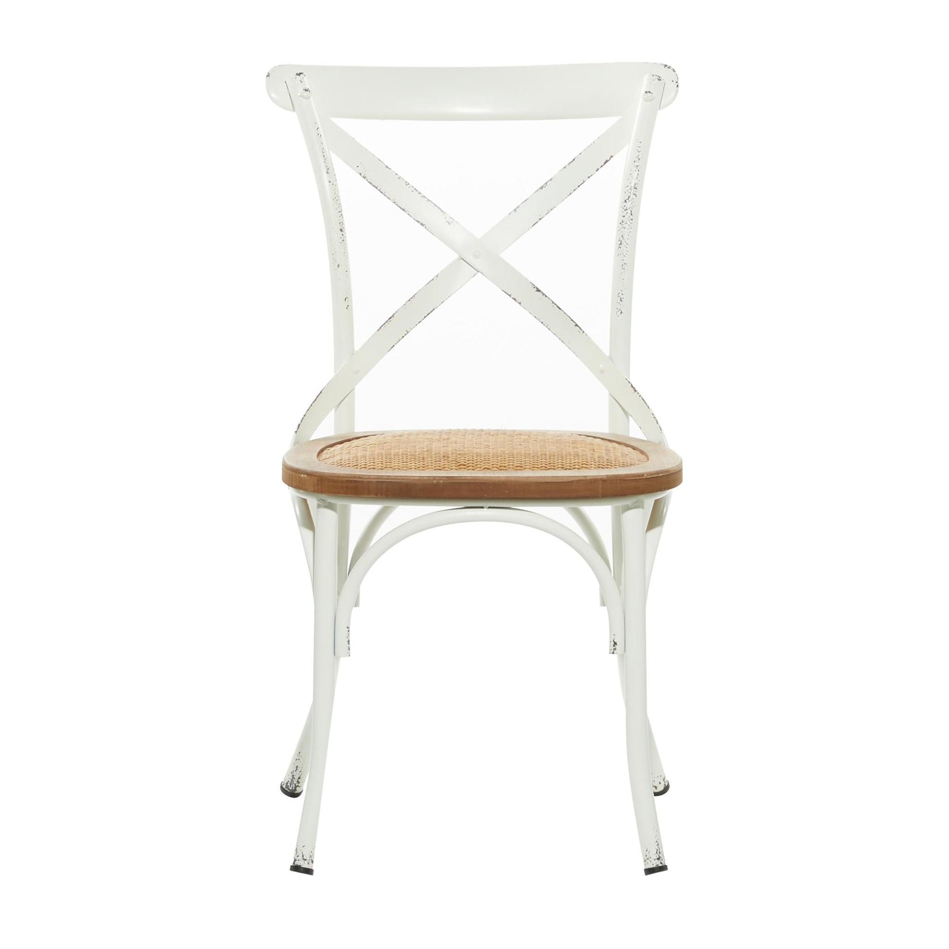 Set of 2 Metal Kitchen Dining Chair with Brown Rattan Seat